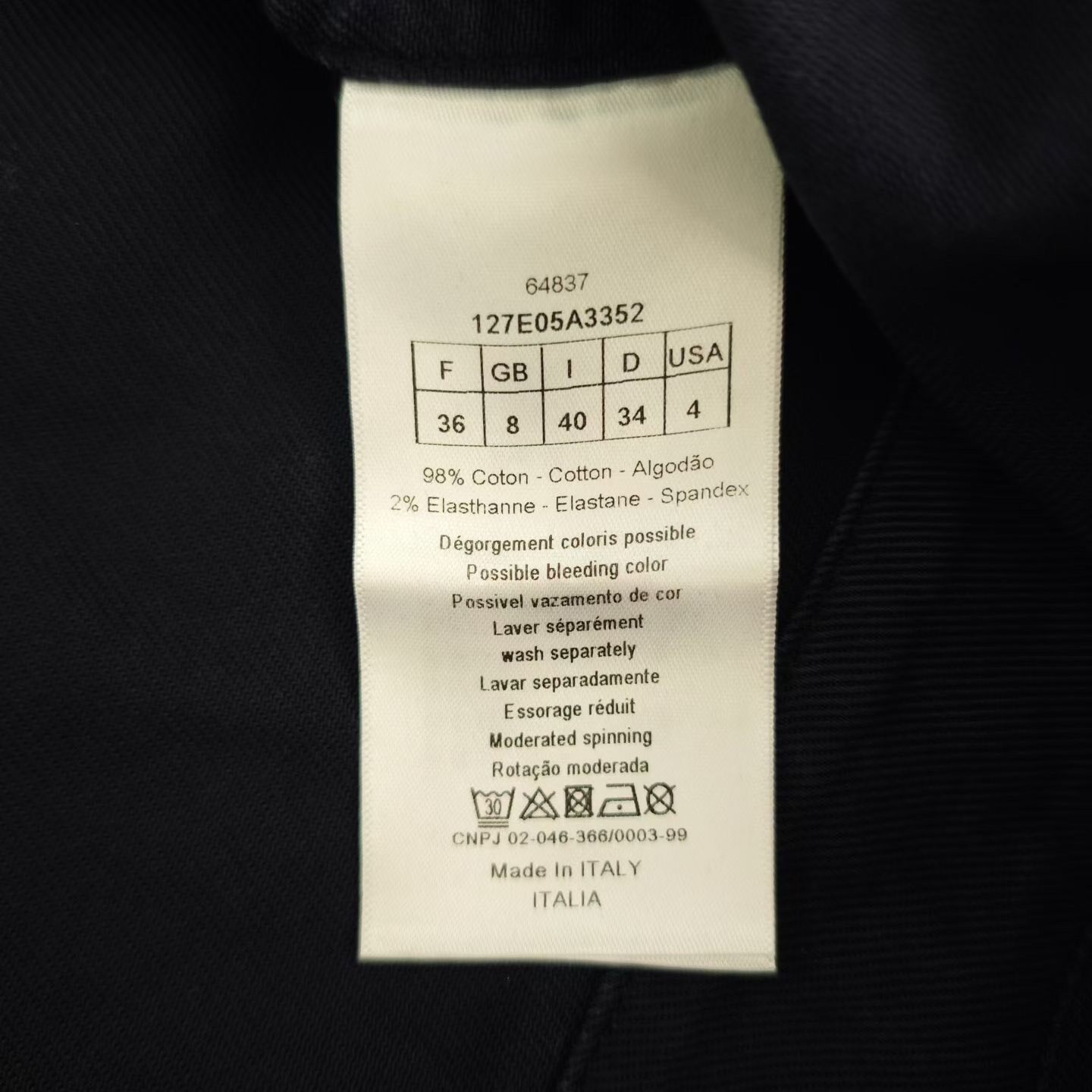 Dior Navy Utility Playsuit — label