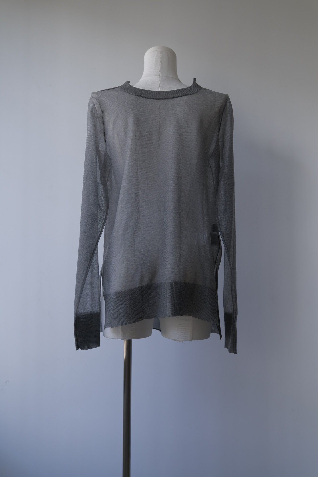 Yohji Yamamoto Gray Sheer Top — label