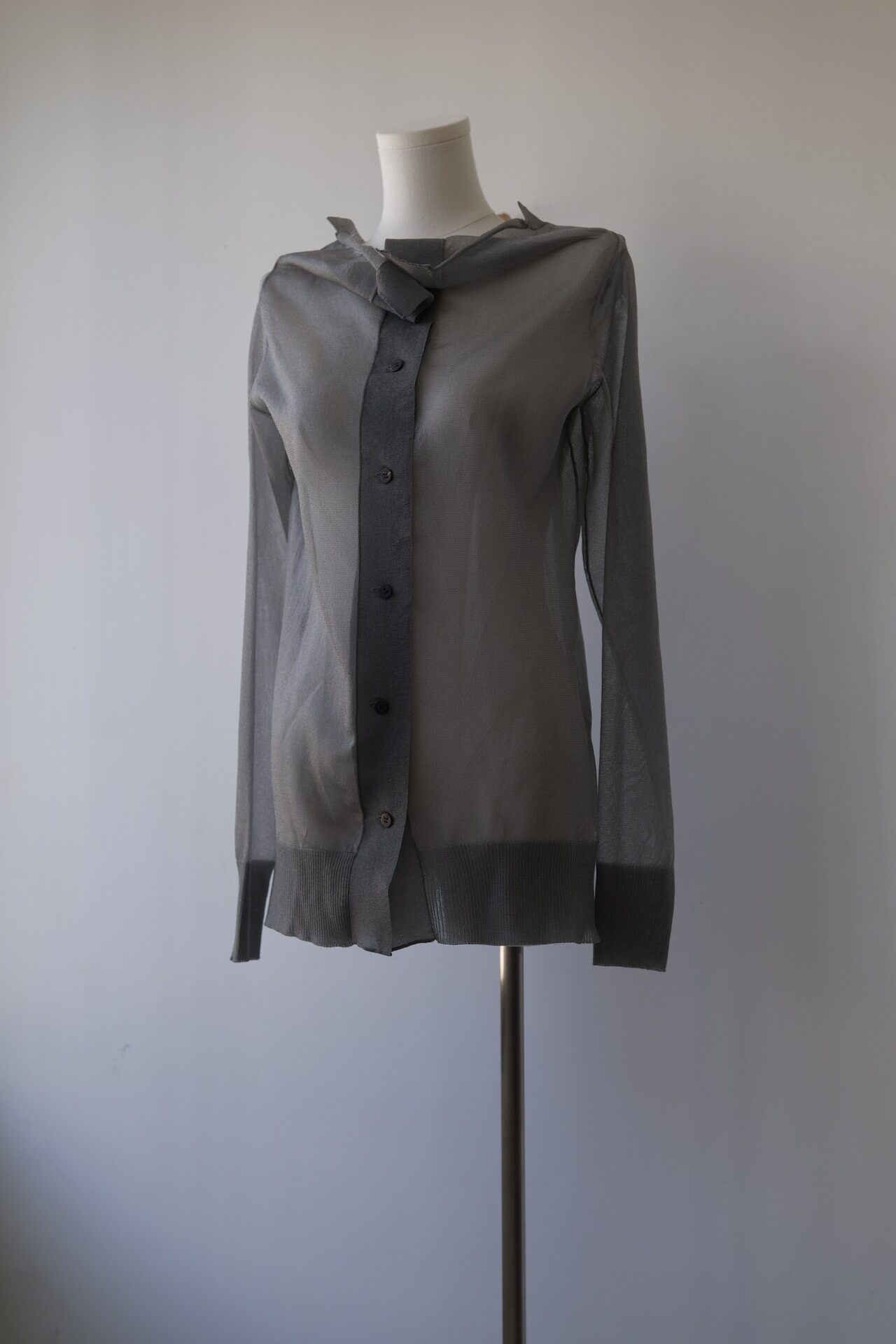 Yohji Yamamoto Gray Sheer Top — front