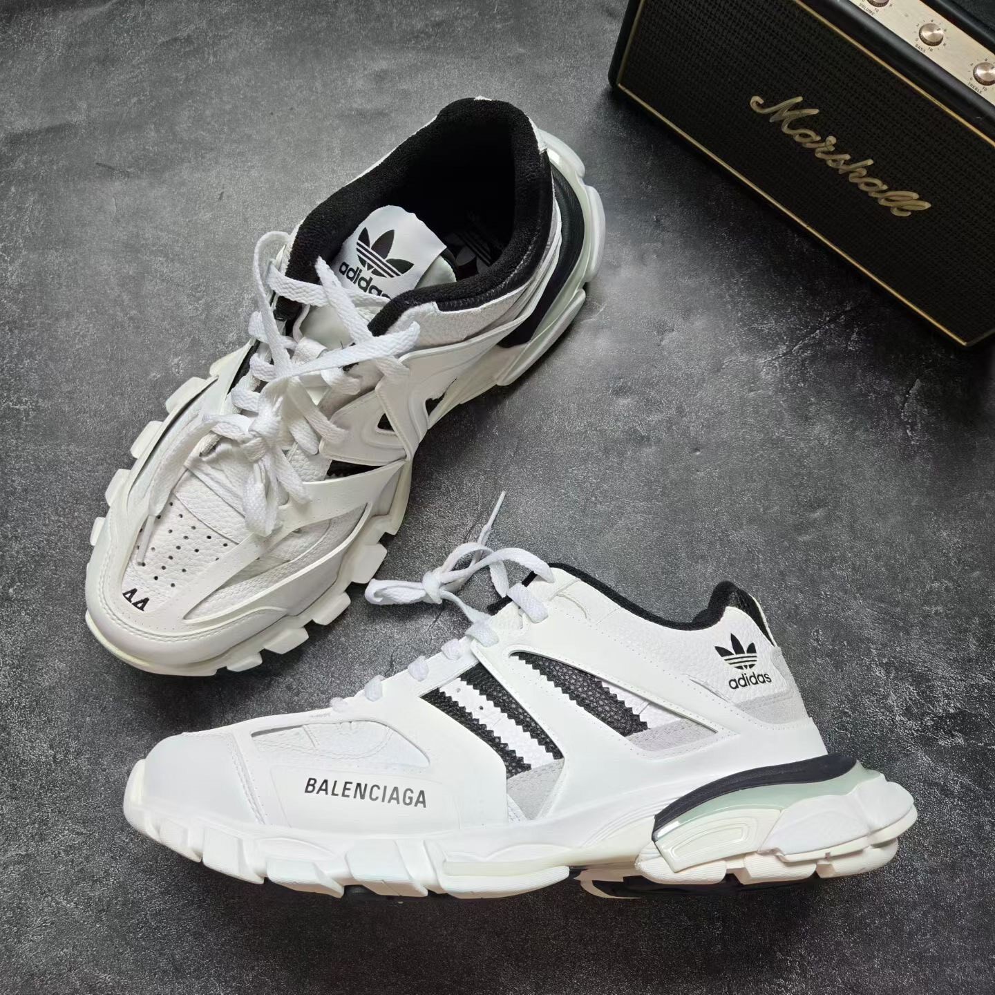Balenciaga x Adidas Track Black White Sneakers — back