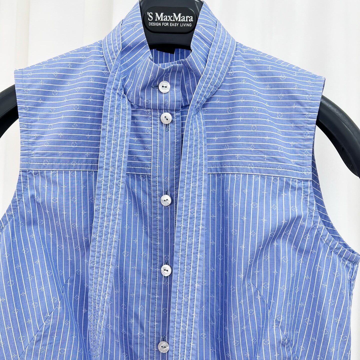 Louis Vuitton Blue Striped Monogram Sleeveless Shirt — detail