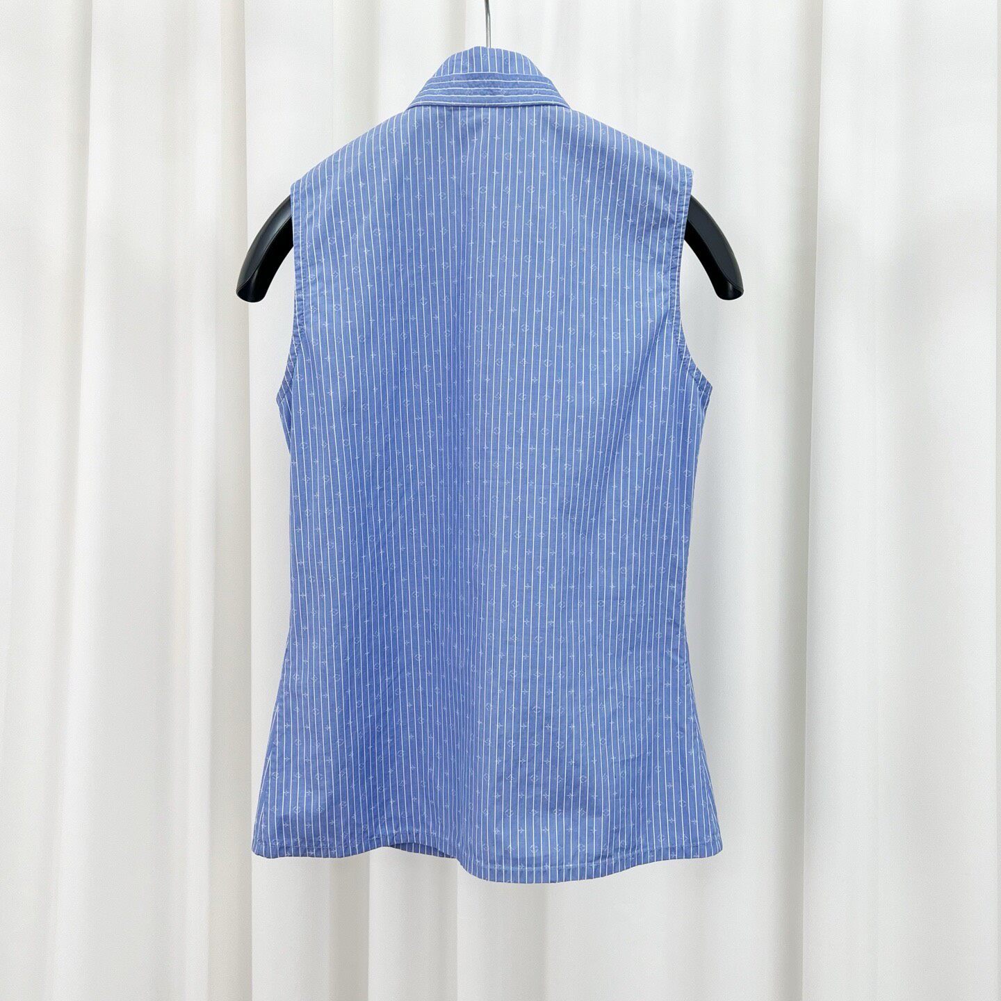 Louis Vuitton Blue Striped Monogram Sleeveless Shirt — front