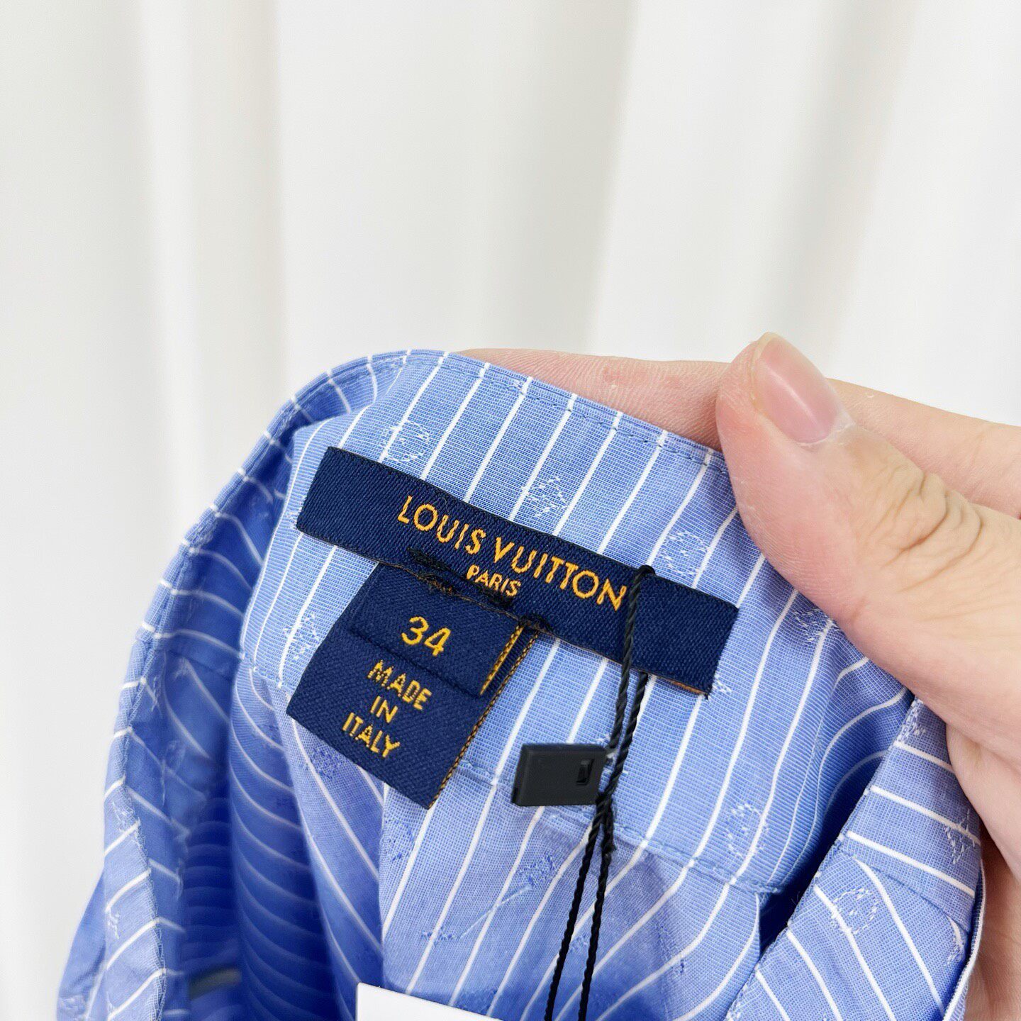 Louis Vuitton Blue Striped Monogram Sleeveless Shirt — label