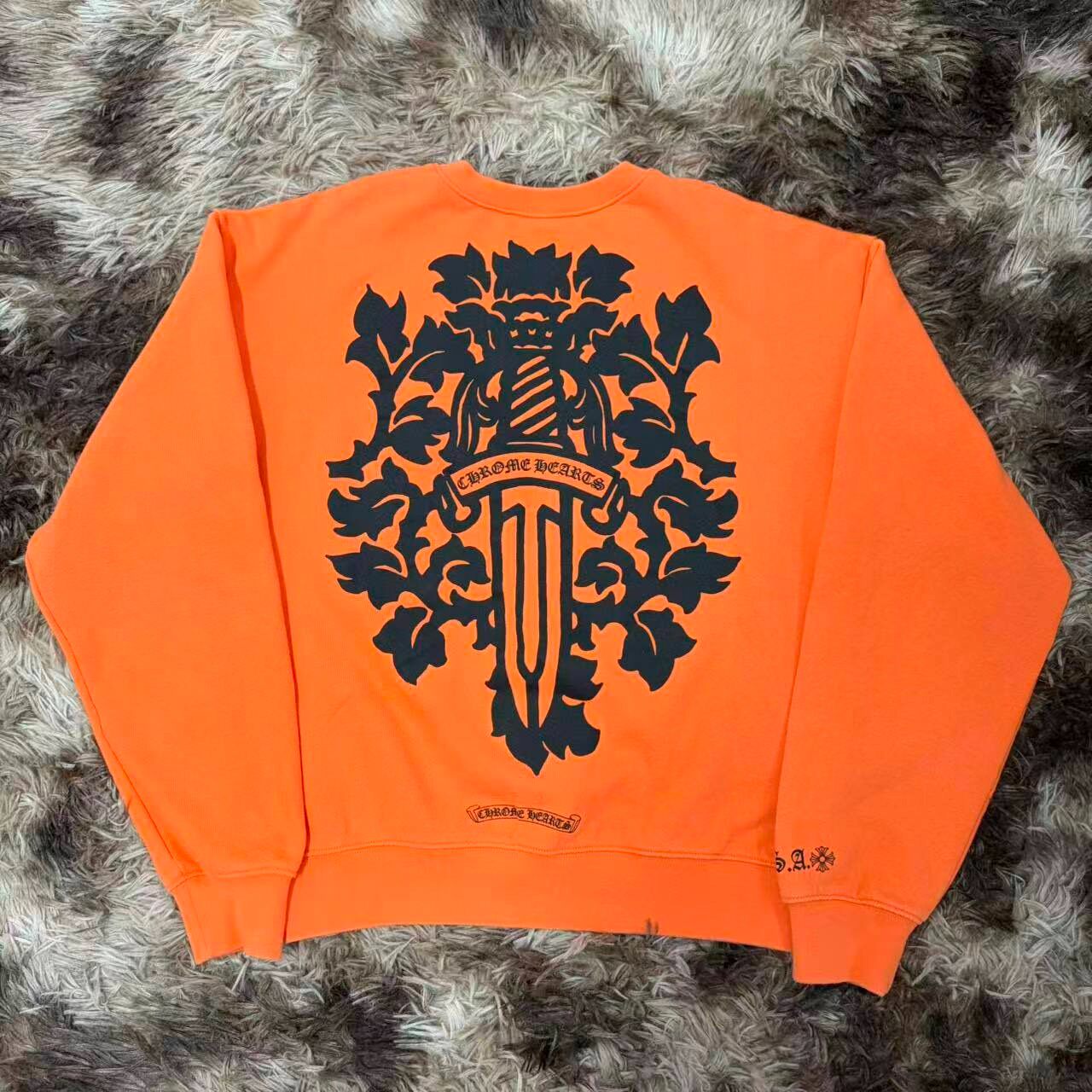 Chrome Hearts Orange Sword Print Sweatshirt — front