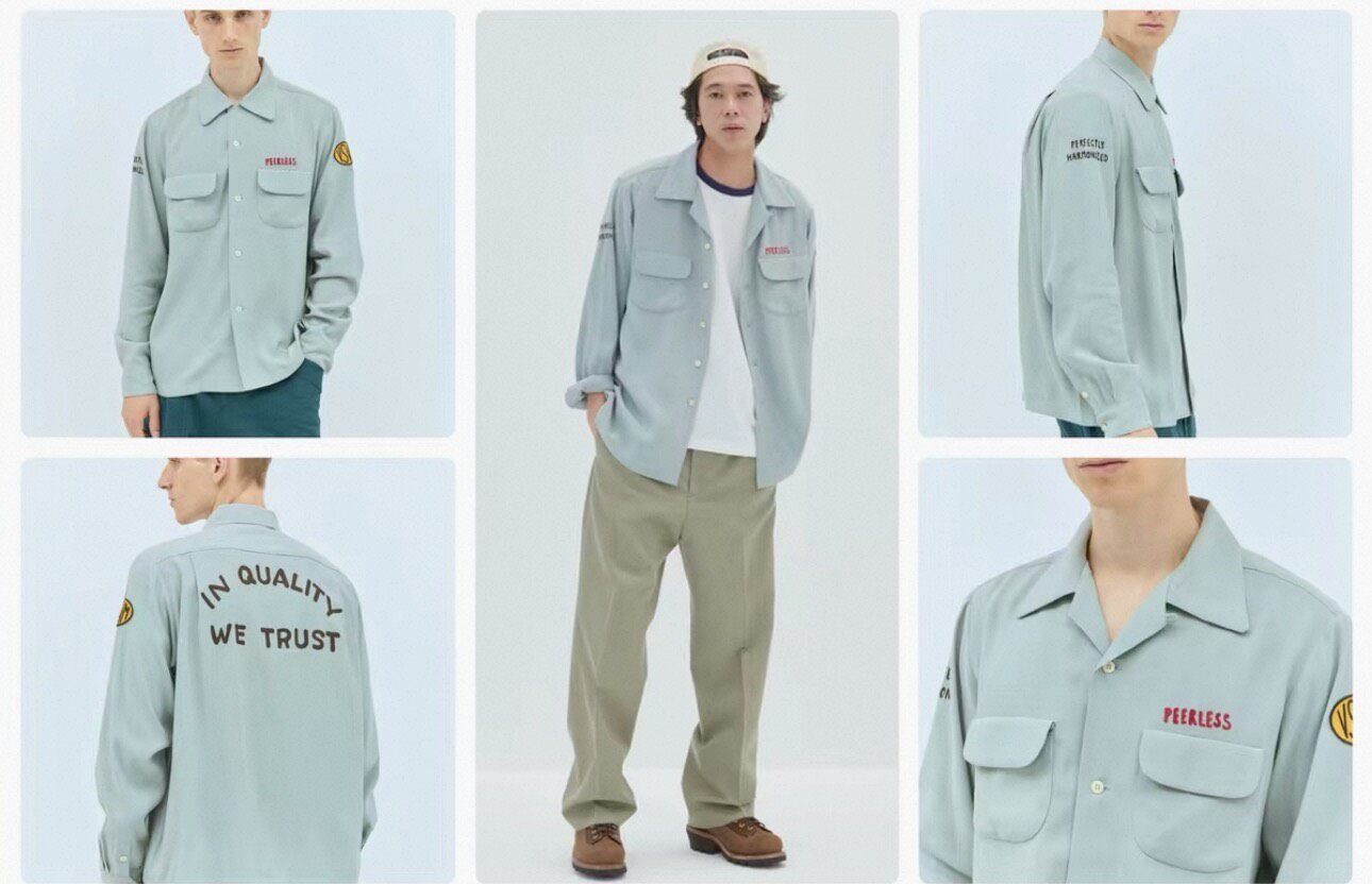 Visvim Light Blue Long-Sleeve Button-Up Shirt — label