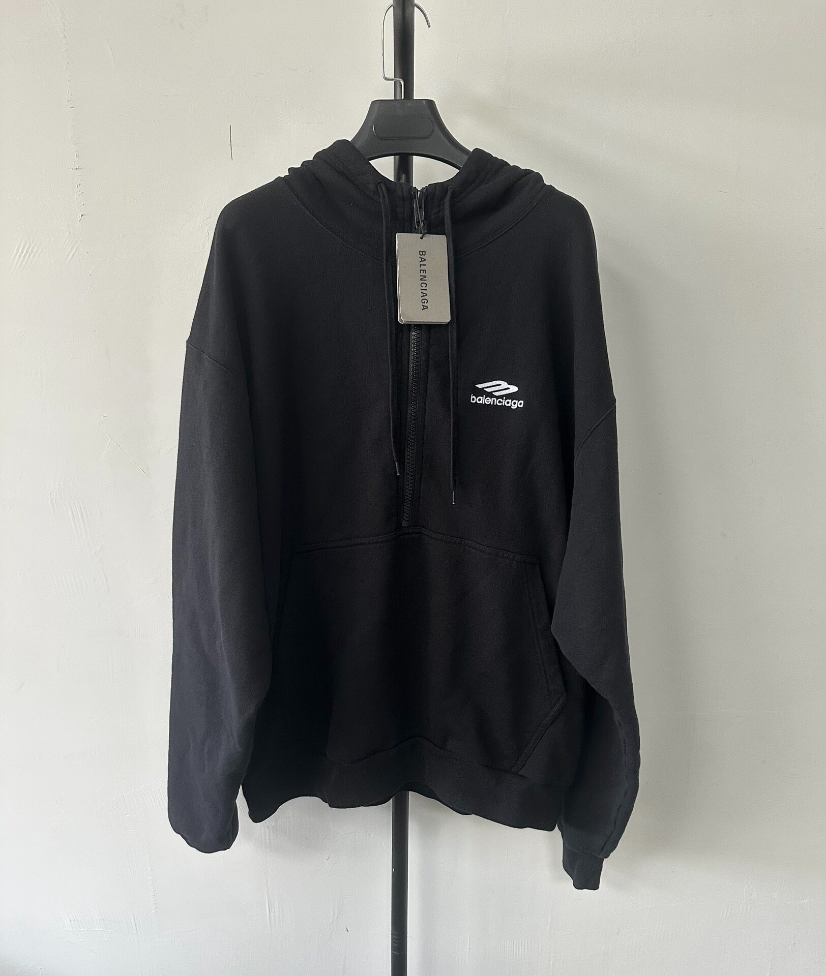 Balenciaga Black Half-Zip Hoodie XS