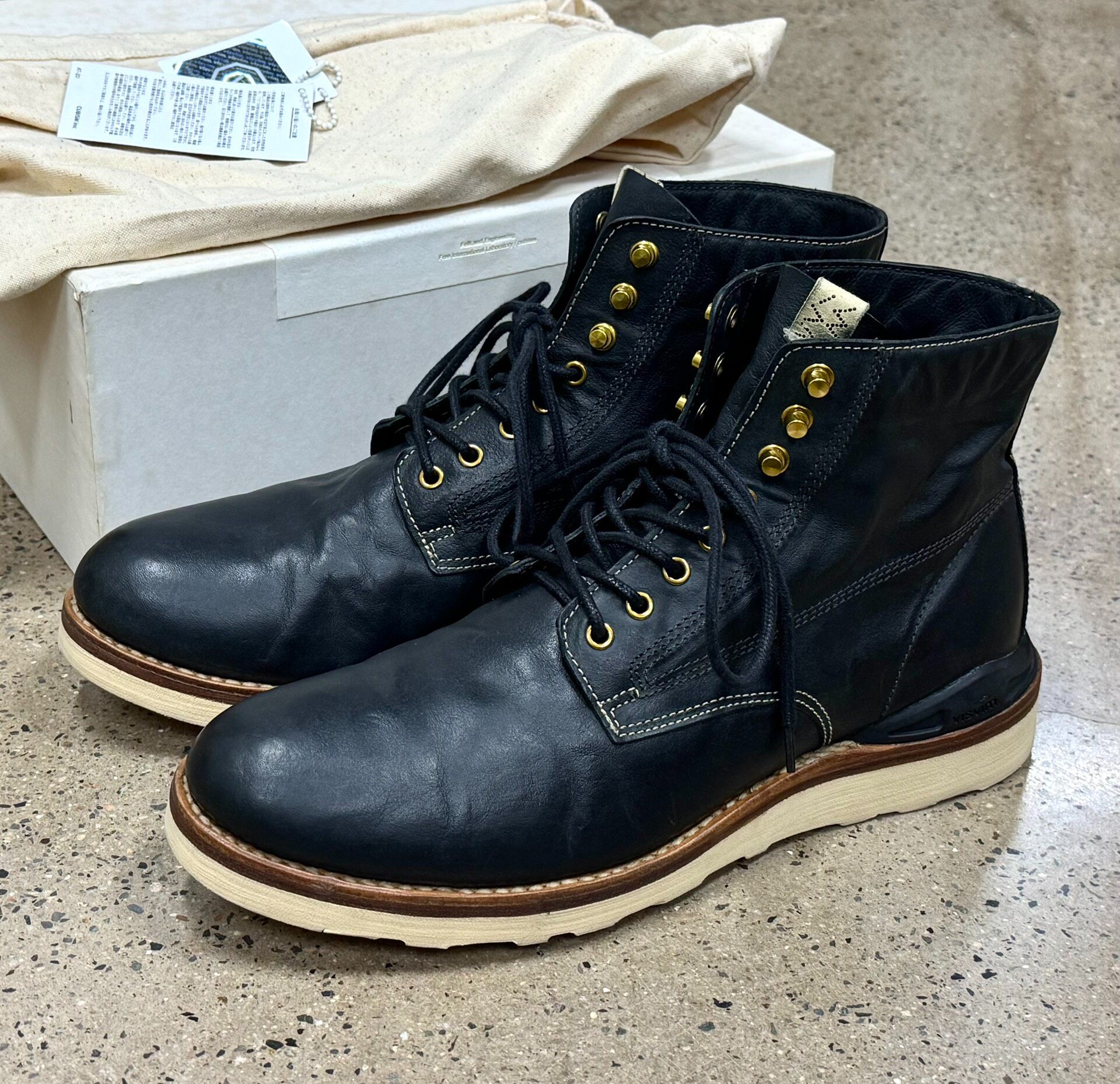 Visvim Virgil Black Leather Work Boots