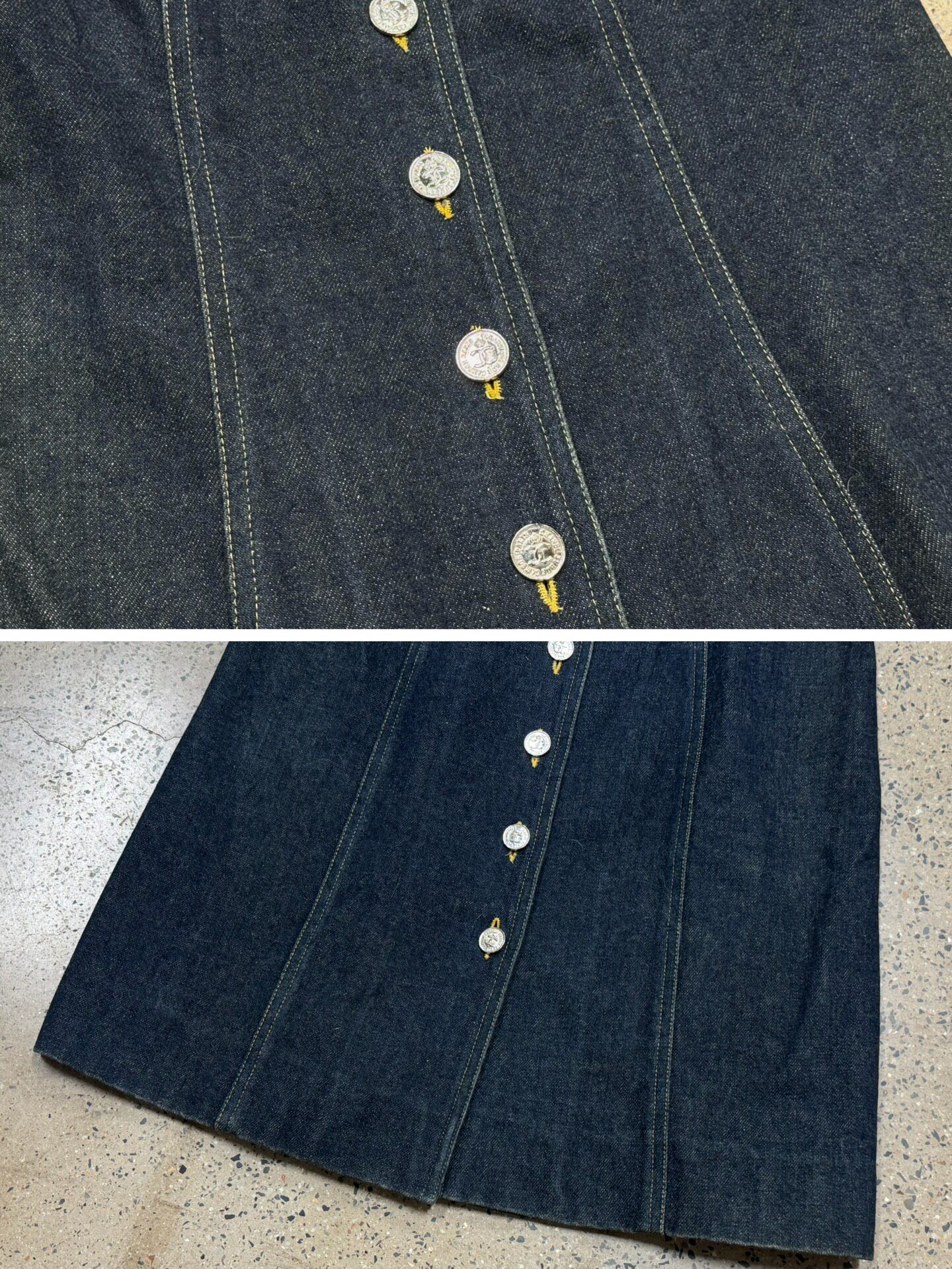 Chanel Dark Blue Denim Short-Sleeve Dress — back