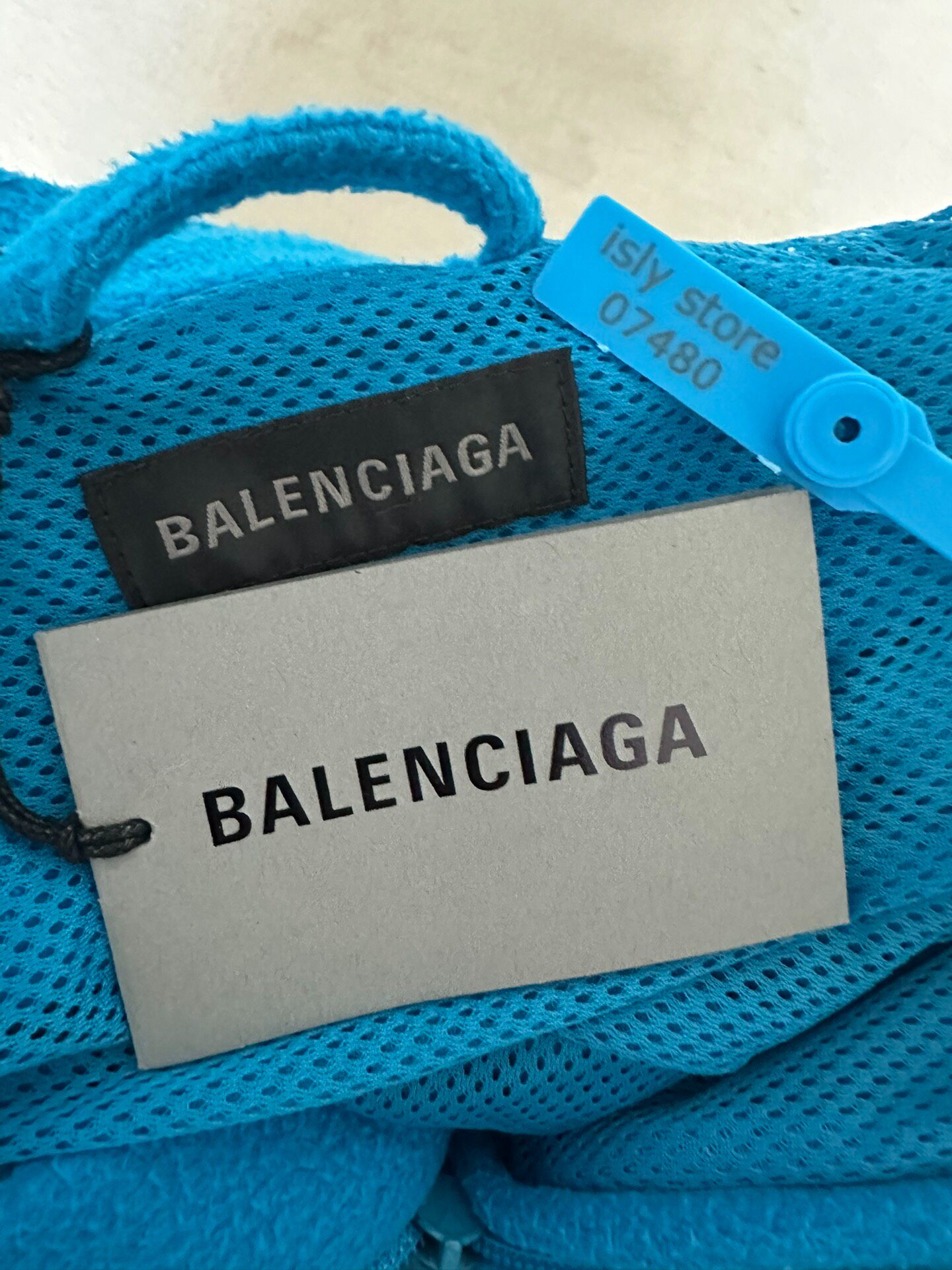 Balenciaga Blue Loose Full-Zip Jacket — label