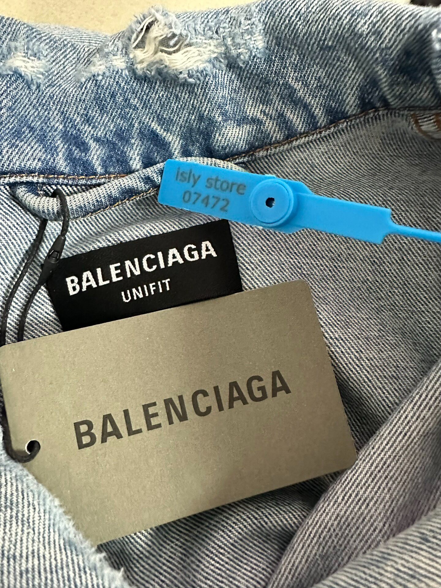 Balenciaga Oversized Barcode Denim Jacket — label