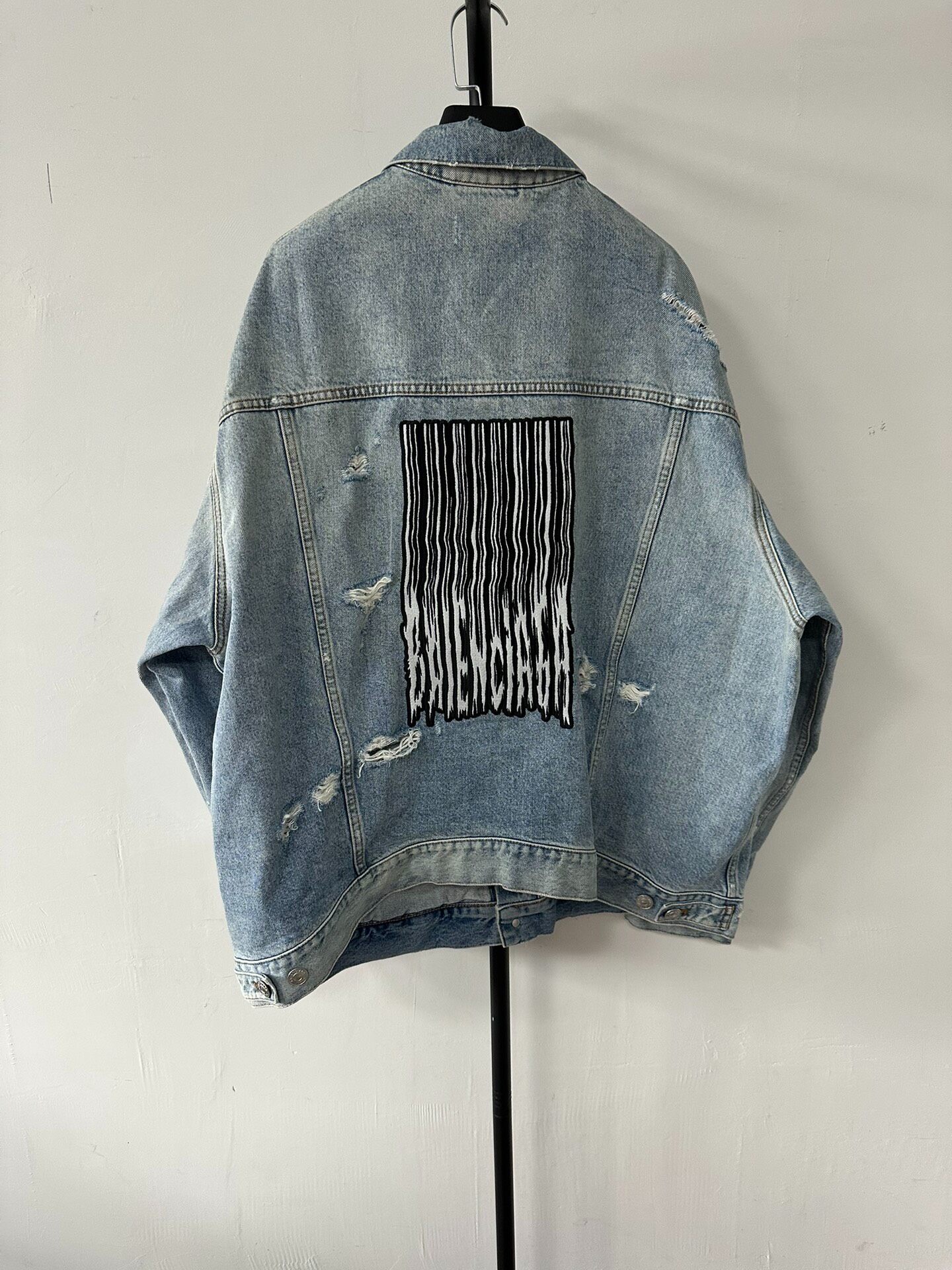 Balenciaga Oversized Barcode Denim Jacket — front