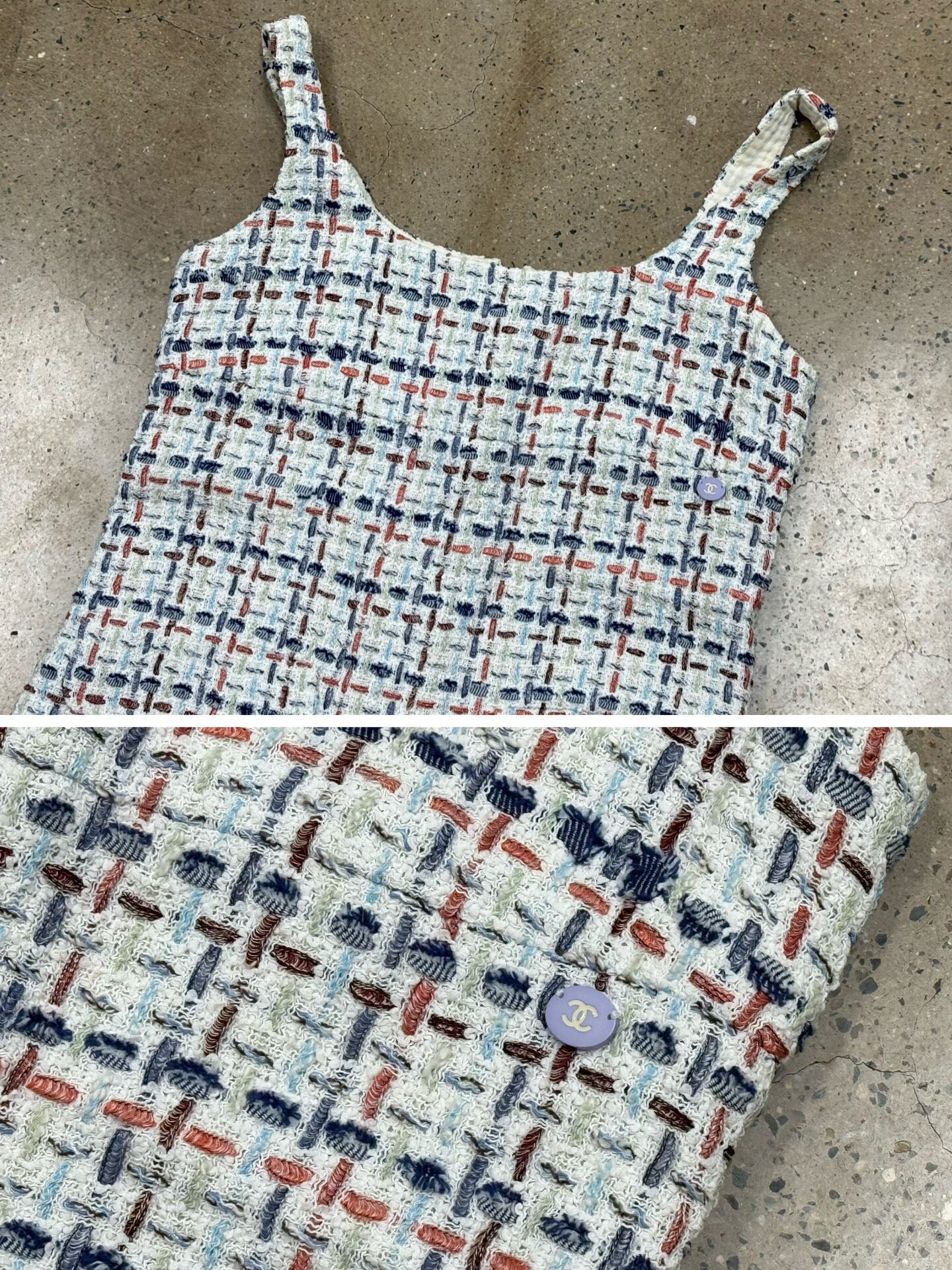 Chanel Blue Fantasy Tweed Midi Dress — label