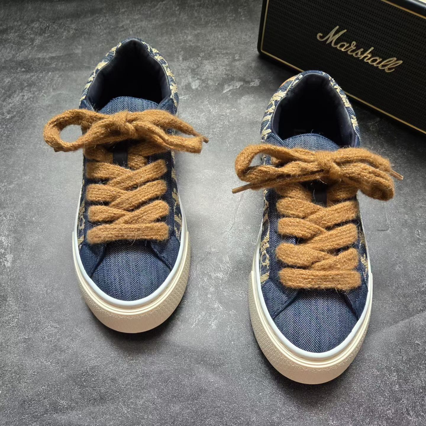 Dior B33 Navy Denim Sneakers — front
