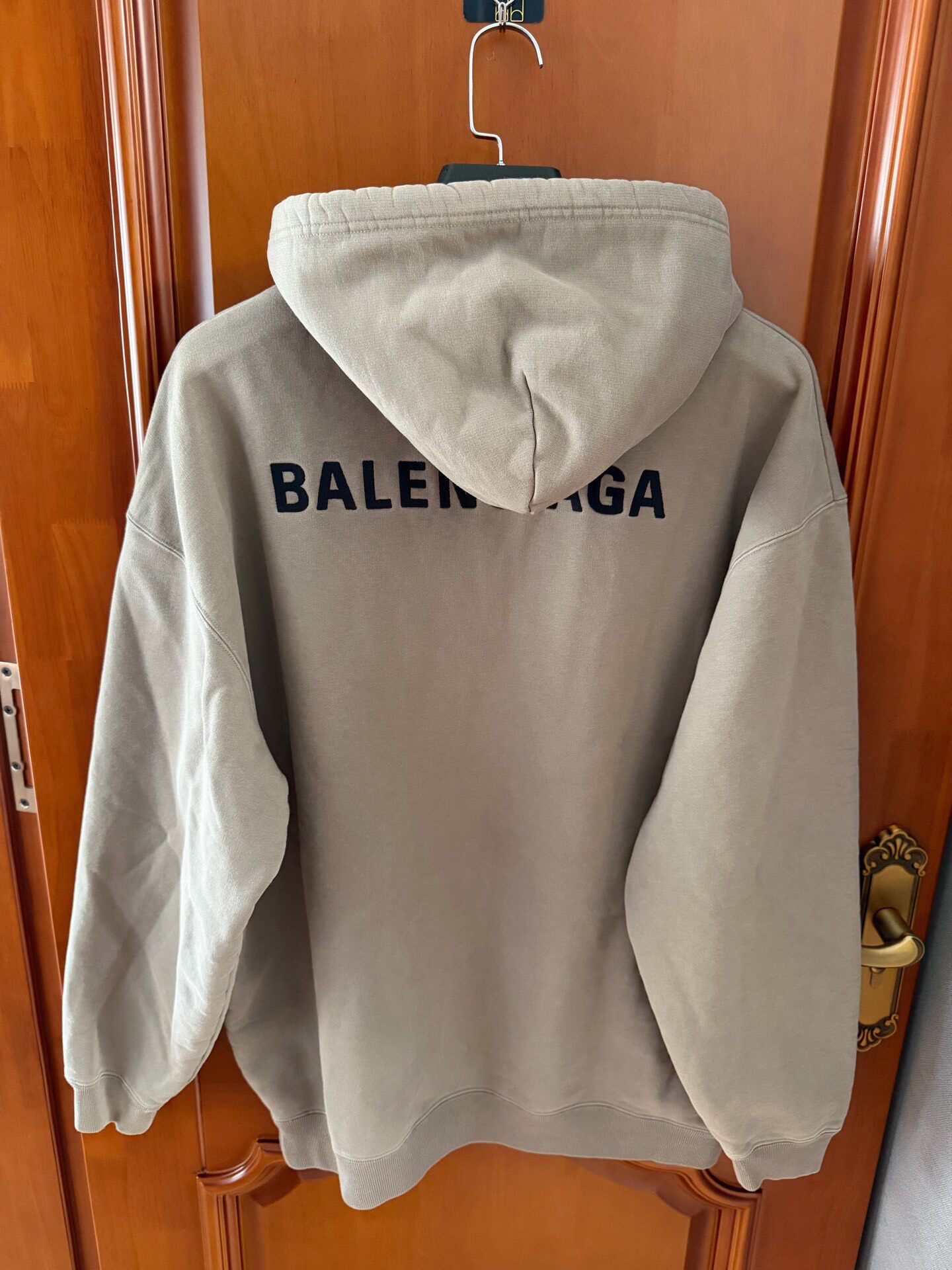 Balenciaga Khaki Logo Hoodie — front