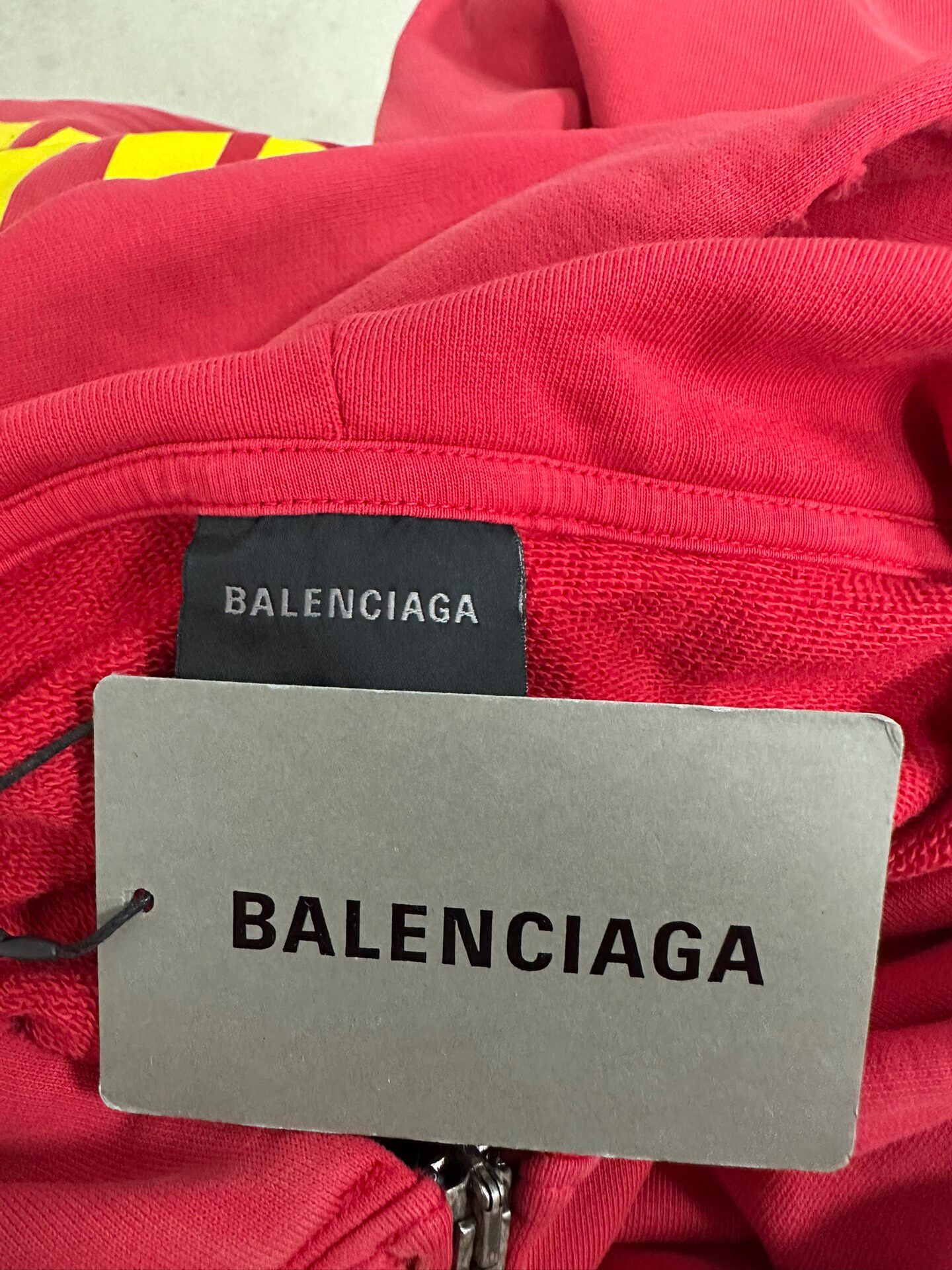 Balenciaga Red Full-Zip Hoodie — label