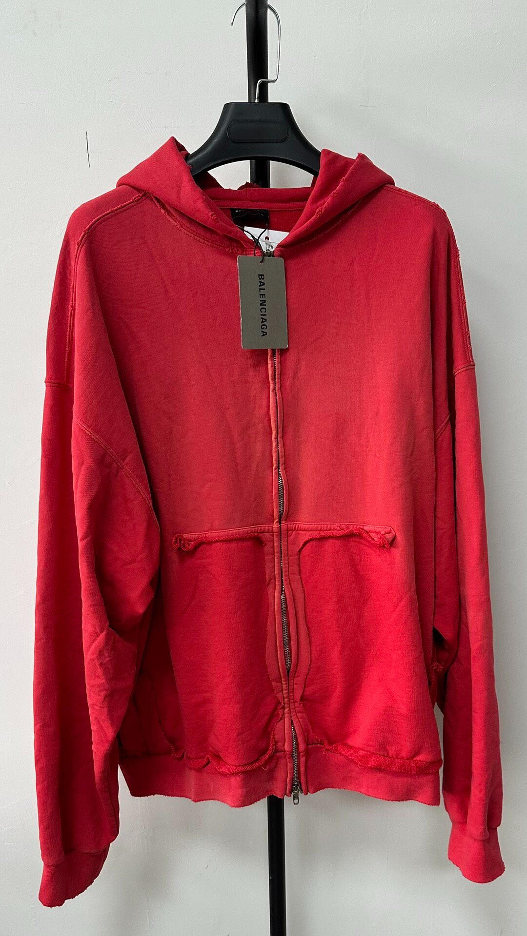 Balenciaga Red Full-Zip Hoodie