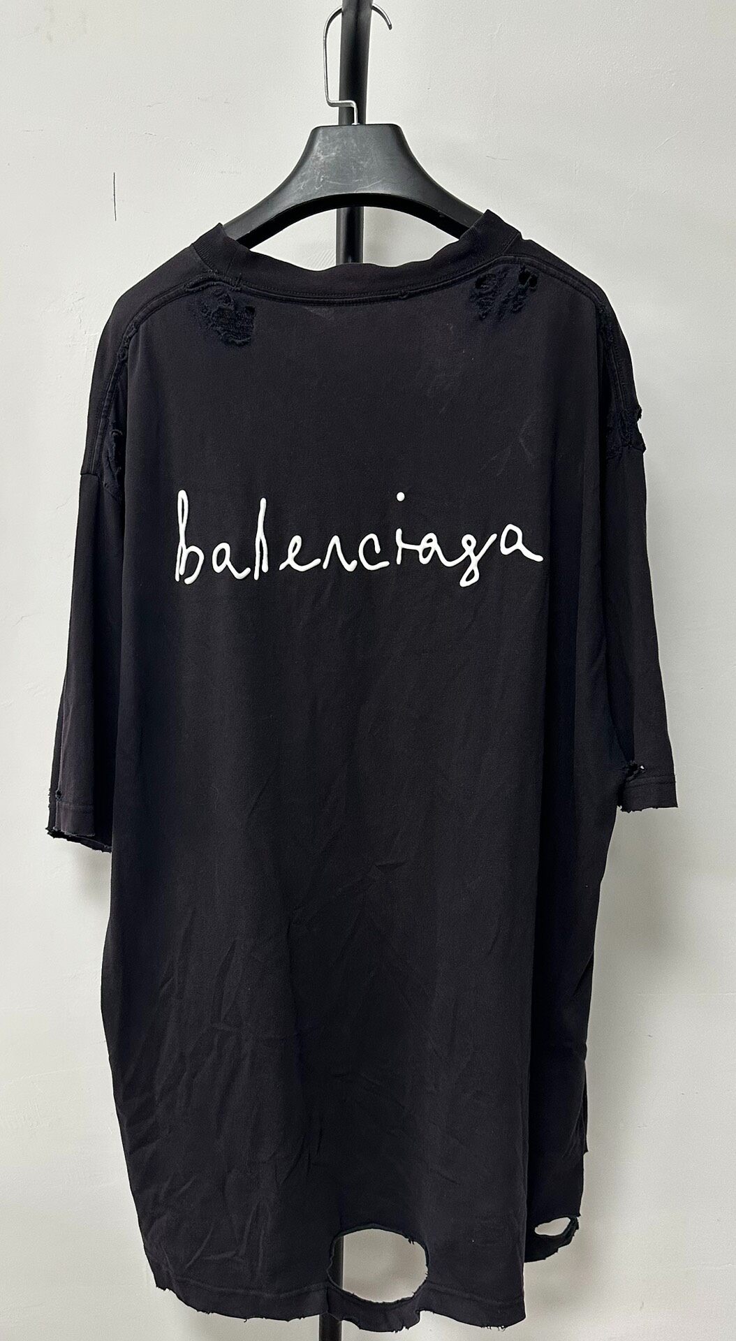 Balenciaga Black Distressed Heart T-Shirt — front