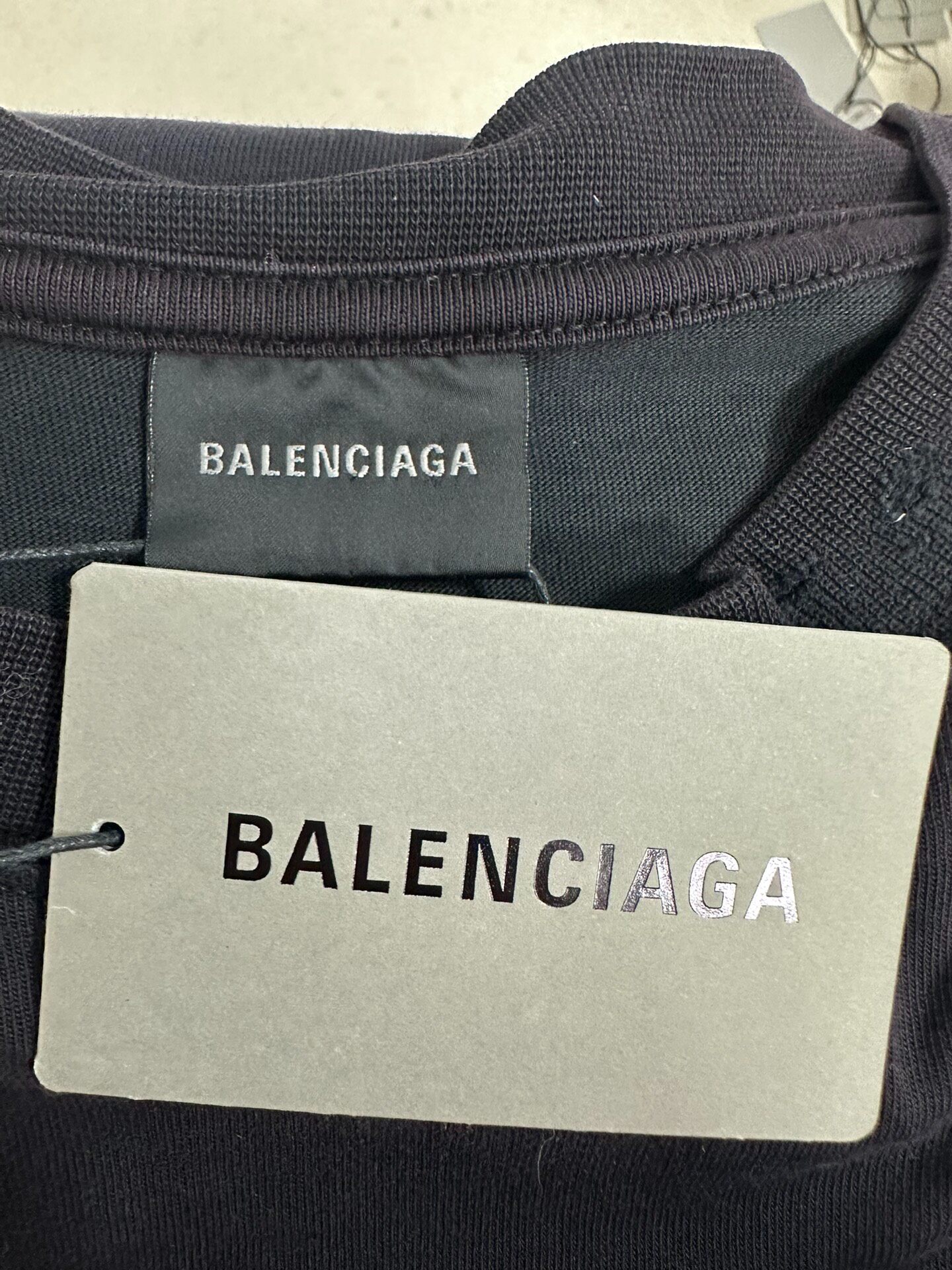 Balenciaga Black Distressed Heart T-Shirt — label