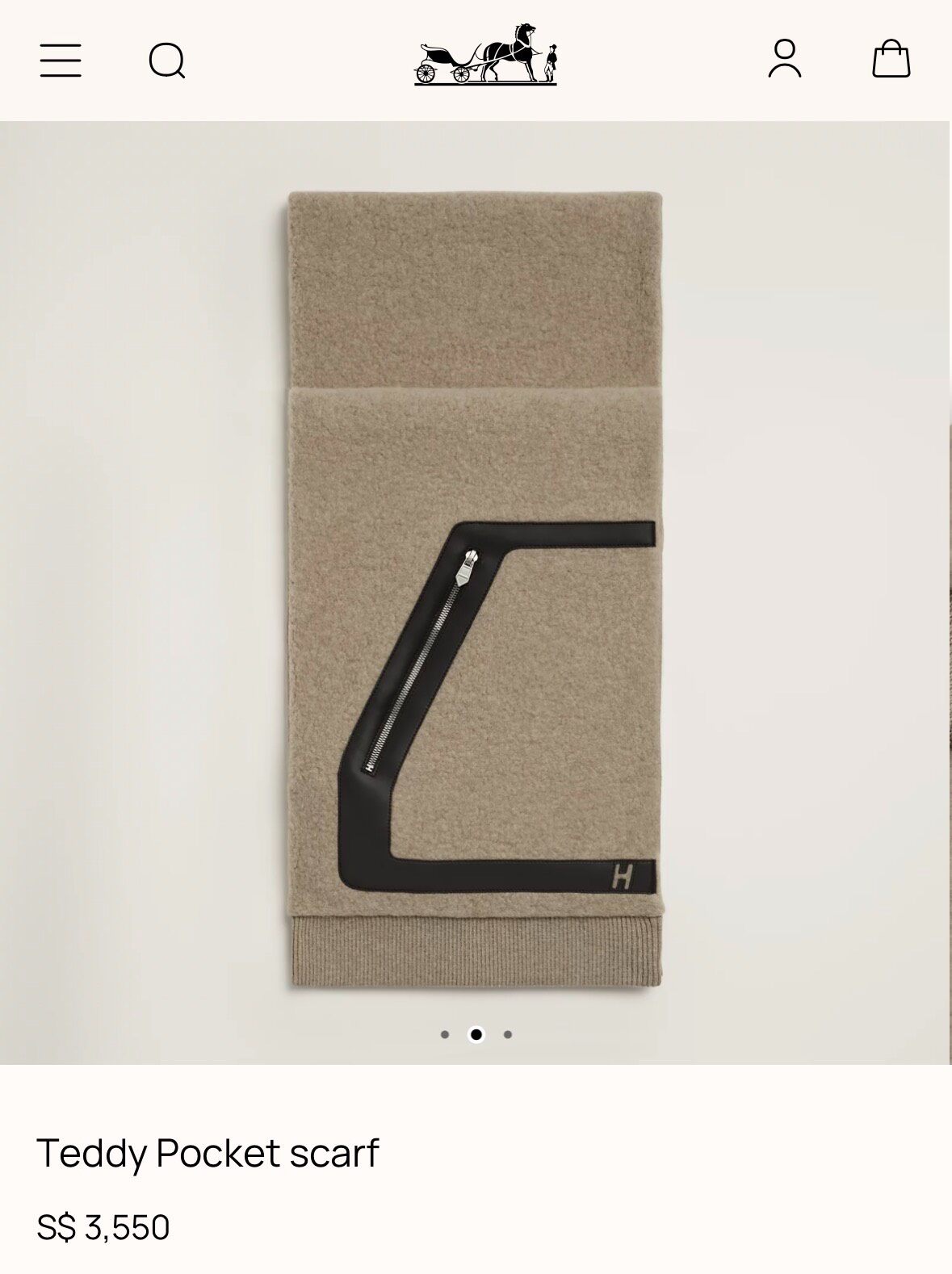 Hermes Teddy Pocket Scarf with H Logo — back