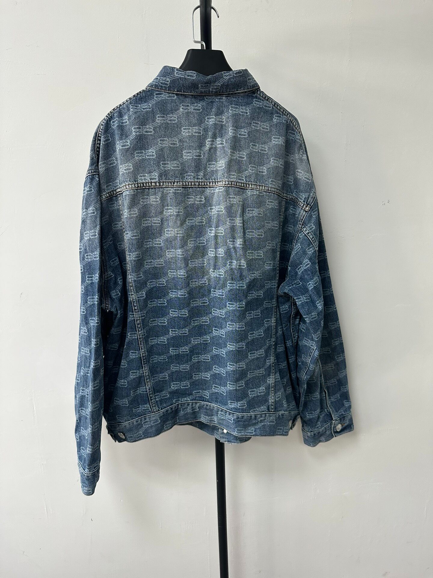 Balenciaga All-Over Logo Denim Jacket — front