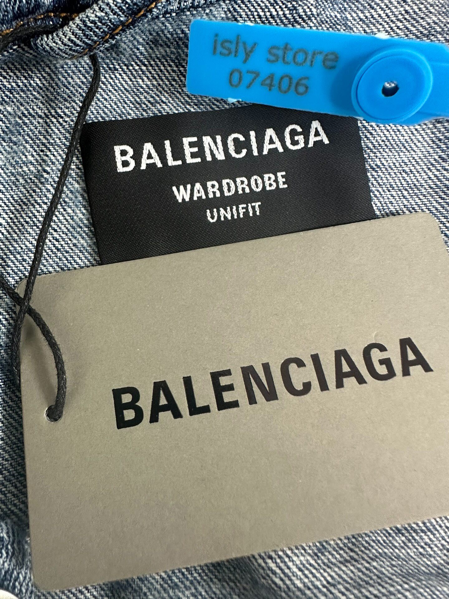 Balenciaga All-Over Logo Denim Jacket — label