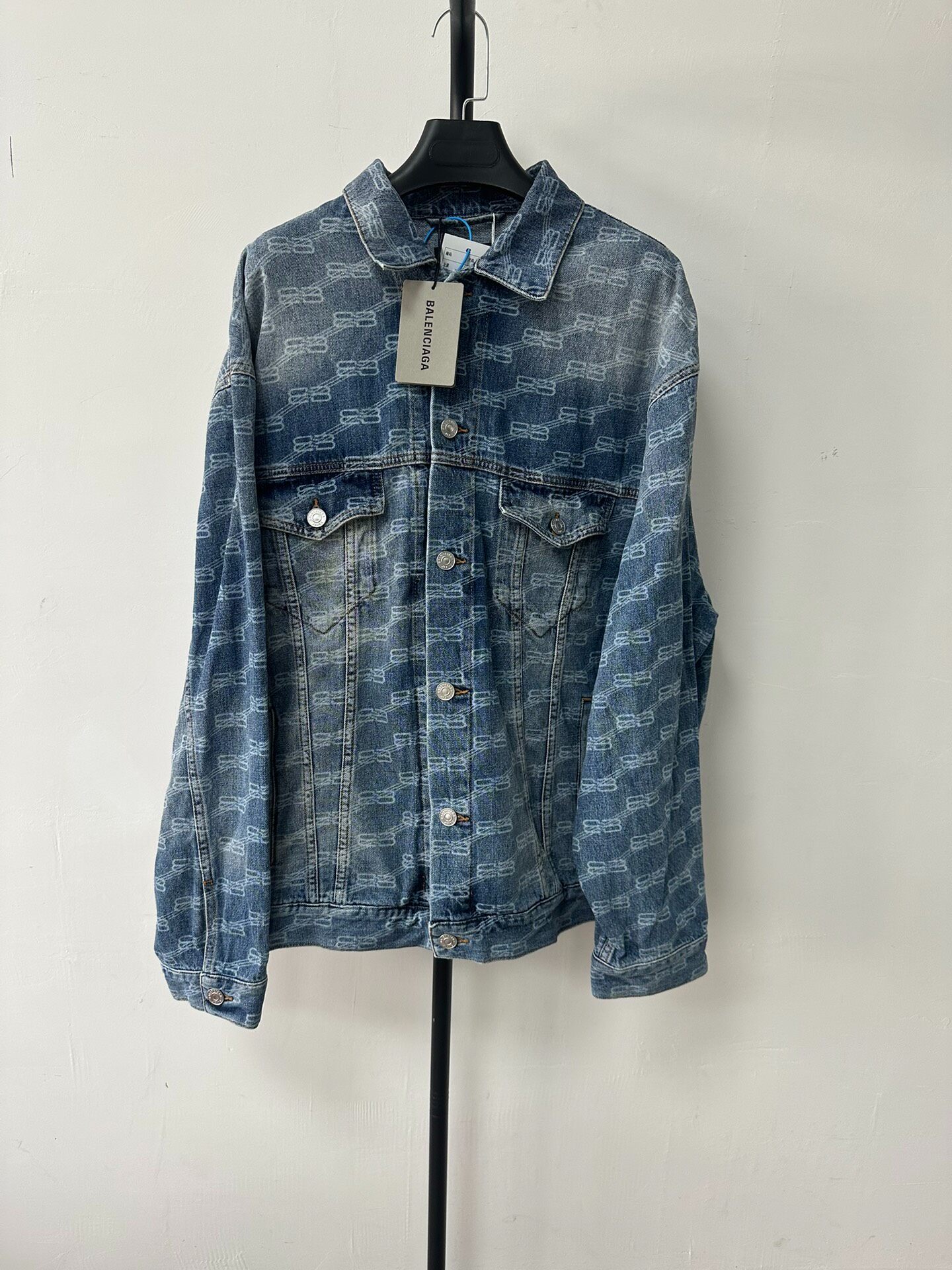 Balenciaga All-Over Logo Denim Jacket