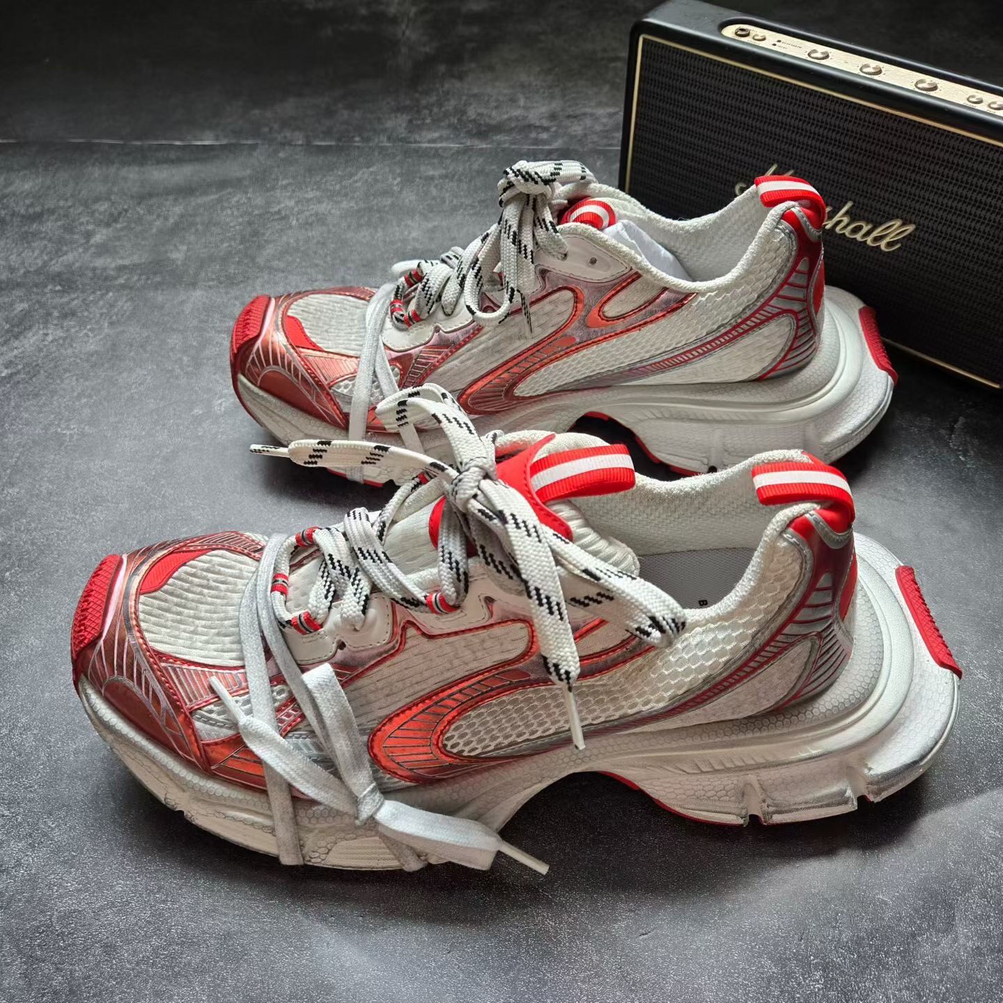 Balenciaga 3XL White Red Distressed Sneakers