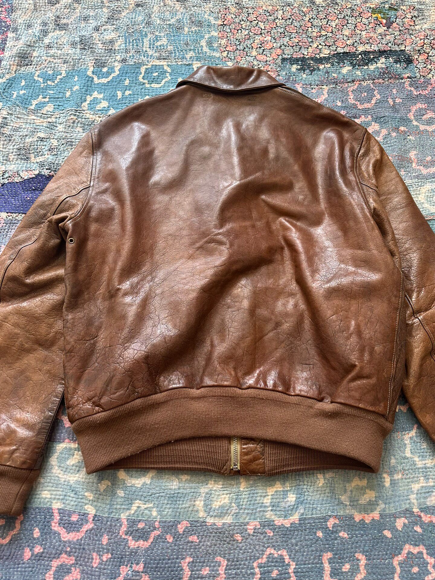 RRL Distressed A2 Leather Jacket — front