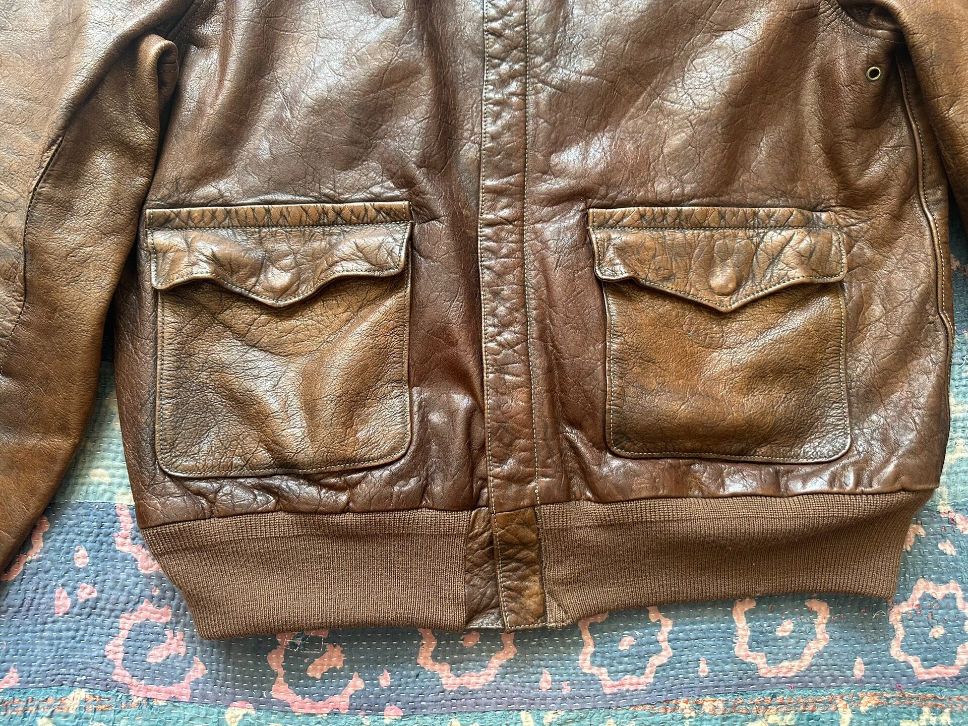 RRL Distressed A2 Leather Jacket — back