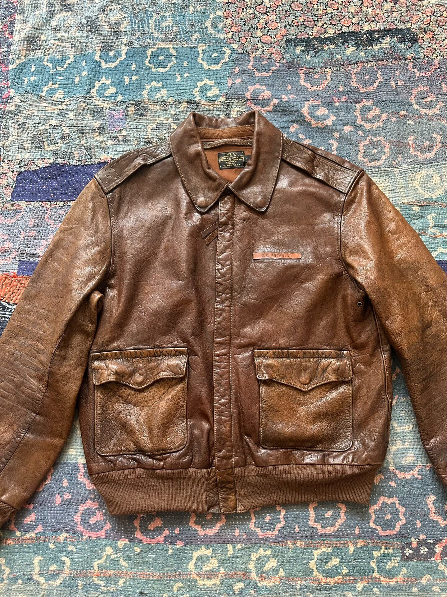RRL Distressed A2 Leather Jacket