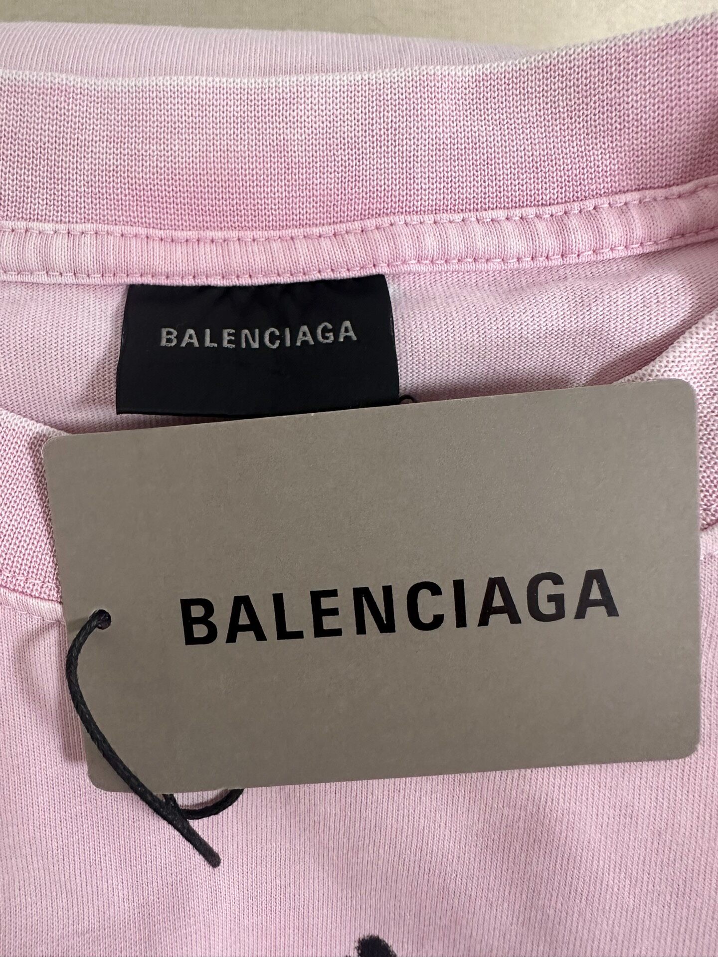 Balenciaga Pink Short Sleeve T-Shirt — label