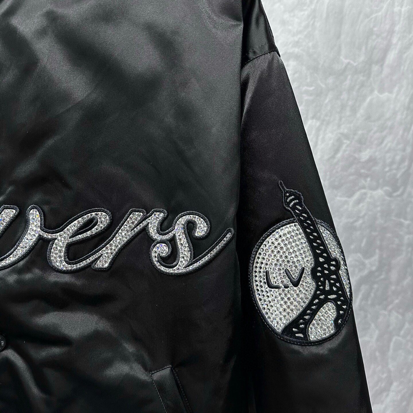 Louis Vuitton SS24 Rhinestone Bomber Jacket — detail