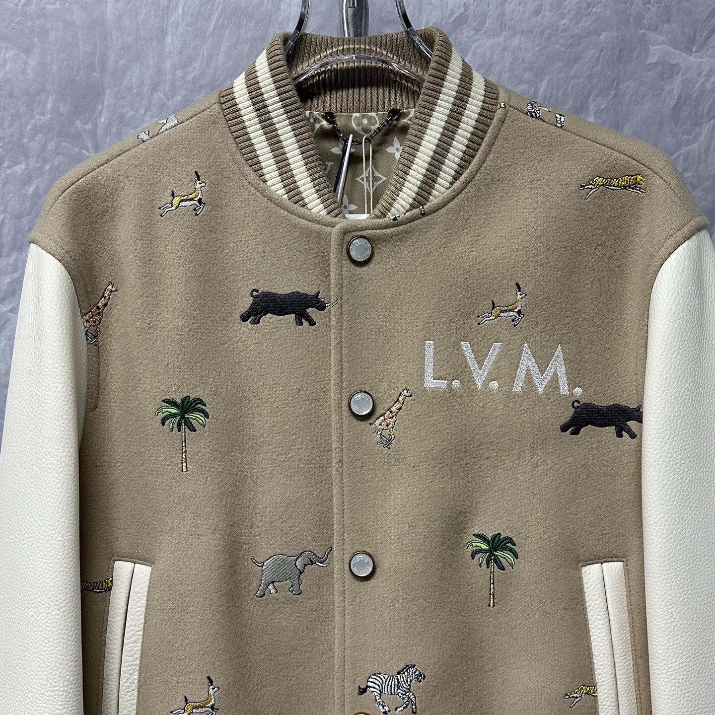 Louis Vuitton SS26 Embroidered Baseball Jacket — detail