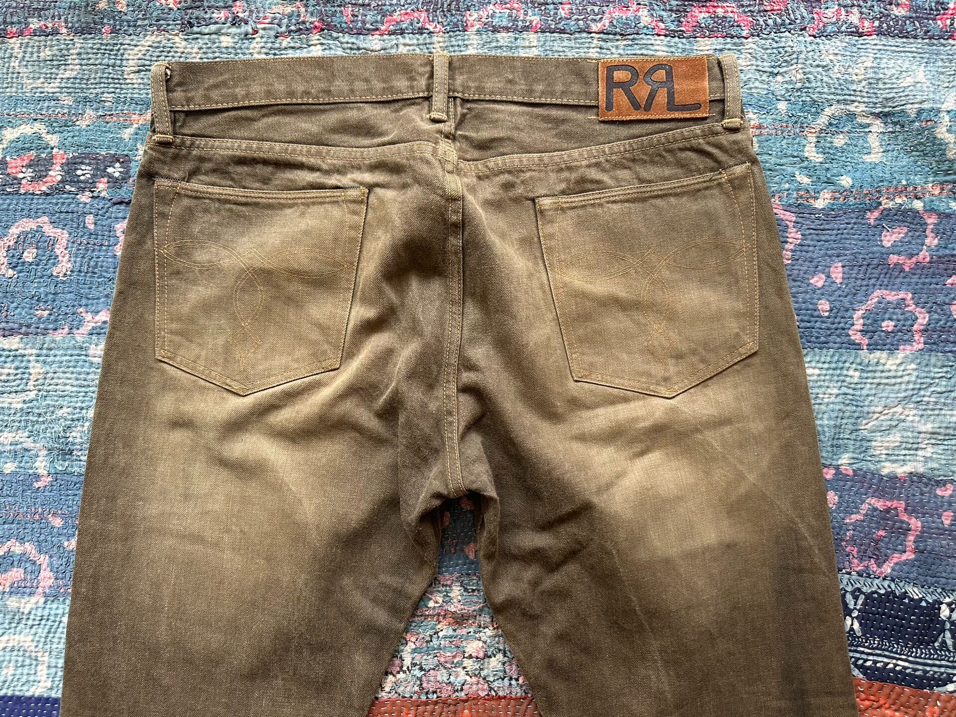 RRL Mud-Dyed Straight Leg Jeans — label