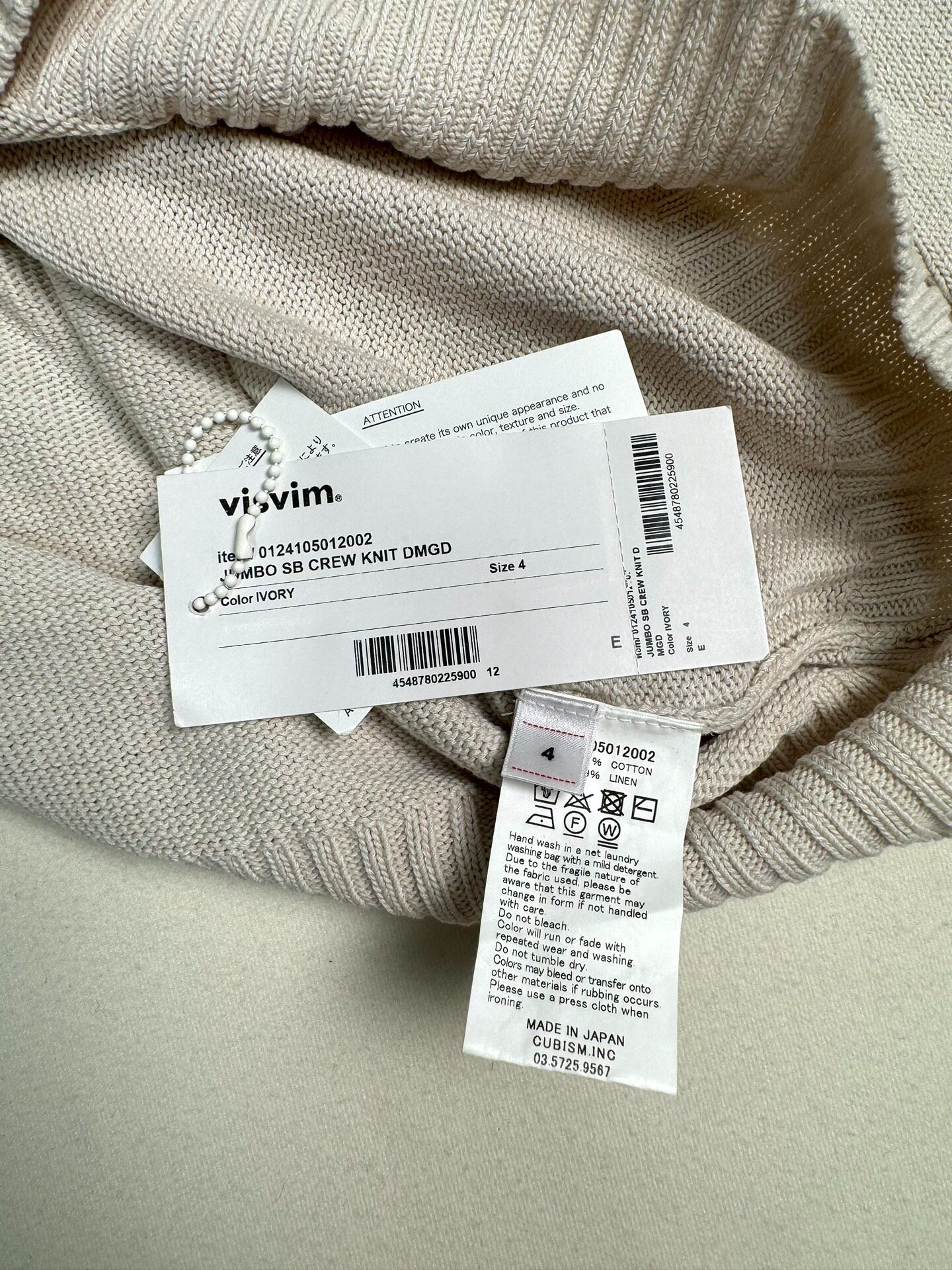 Visvim 24ss Jumbo SB Crew Knit — back