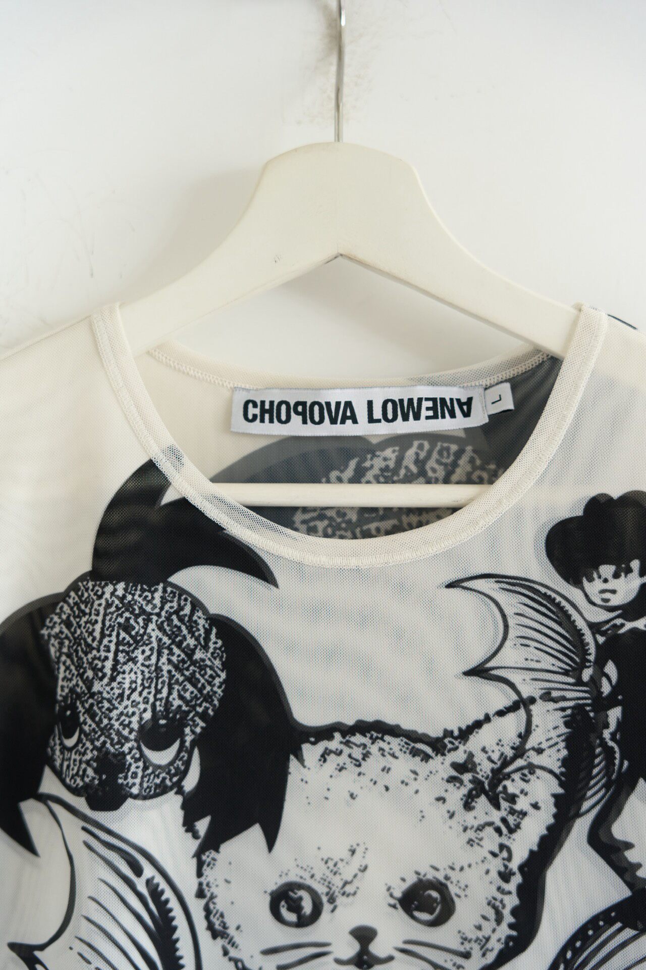Chopova Lowena Cat Print Mesh Tee — detail
