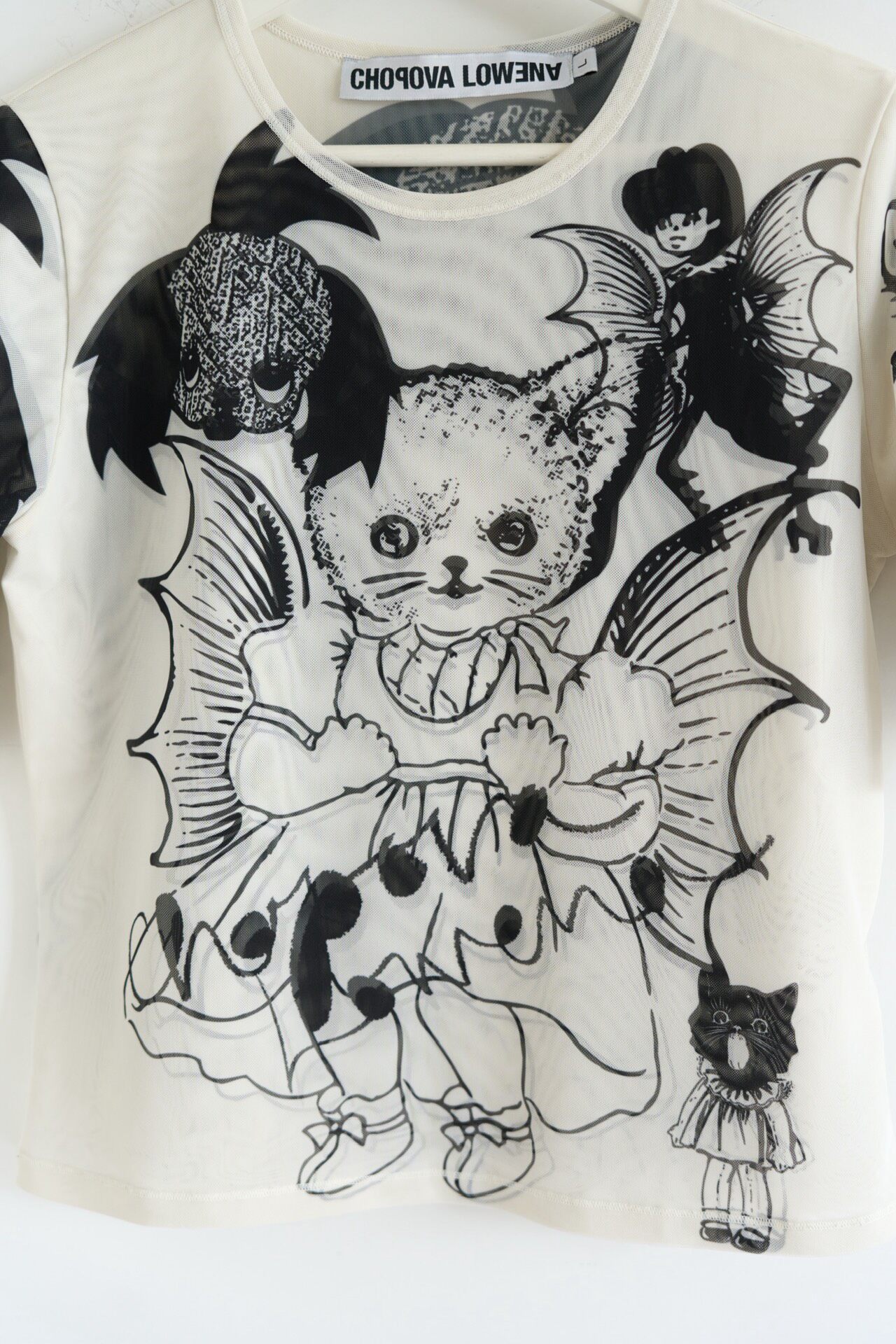 Chopova Lowena Cat Print Mesh Tee — label