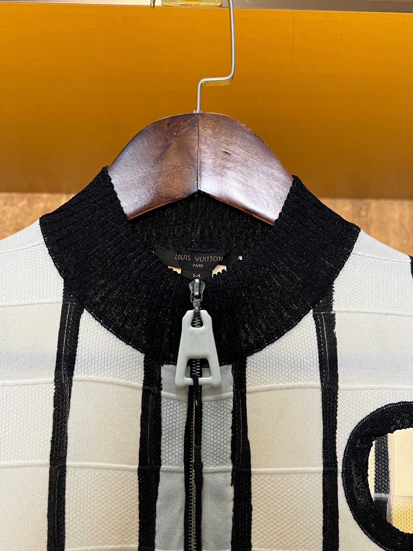 Louis Vuitton Striped Semi-Zip Knit Top — detail