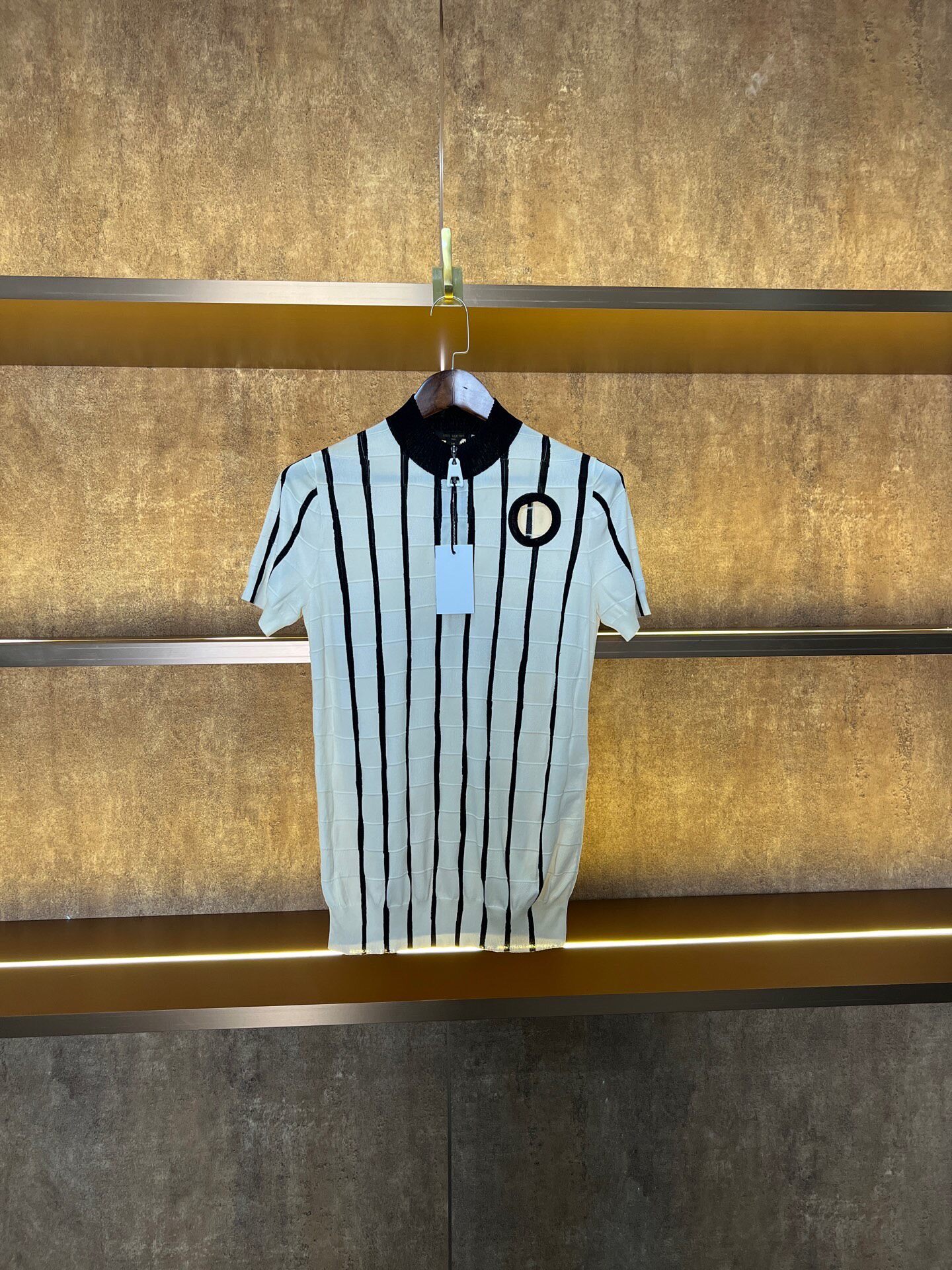 Louis Vuitton Striped Semi-Zip Knit Top