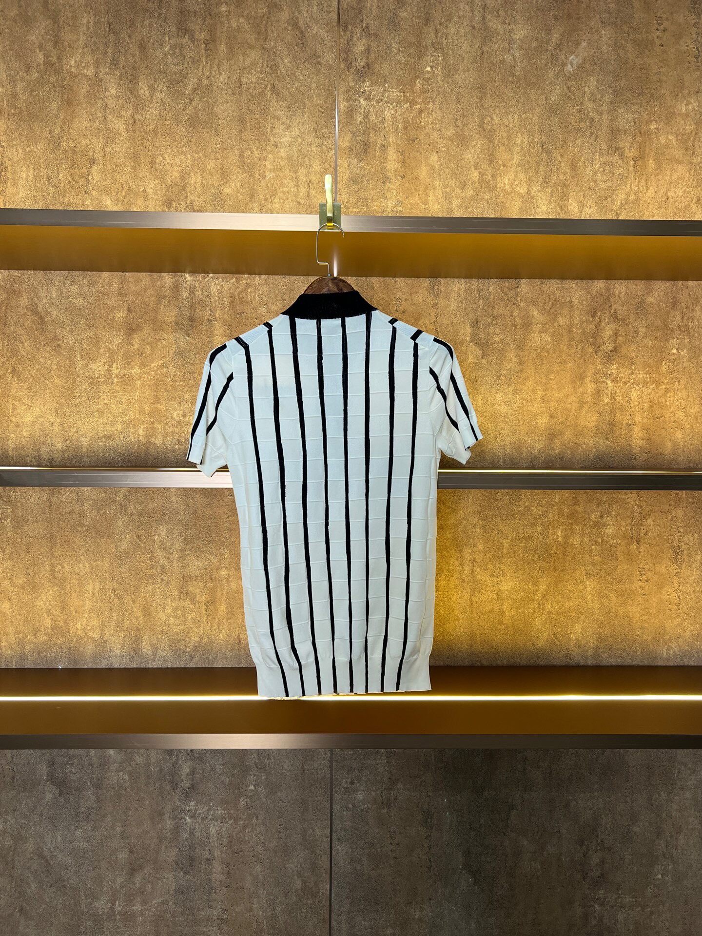 Louis Vuitton Striped Semi-Zip Knit Top — front