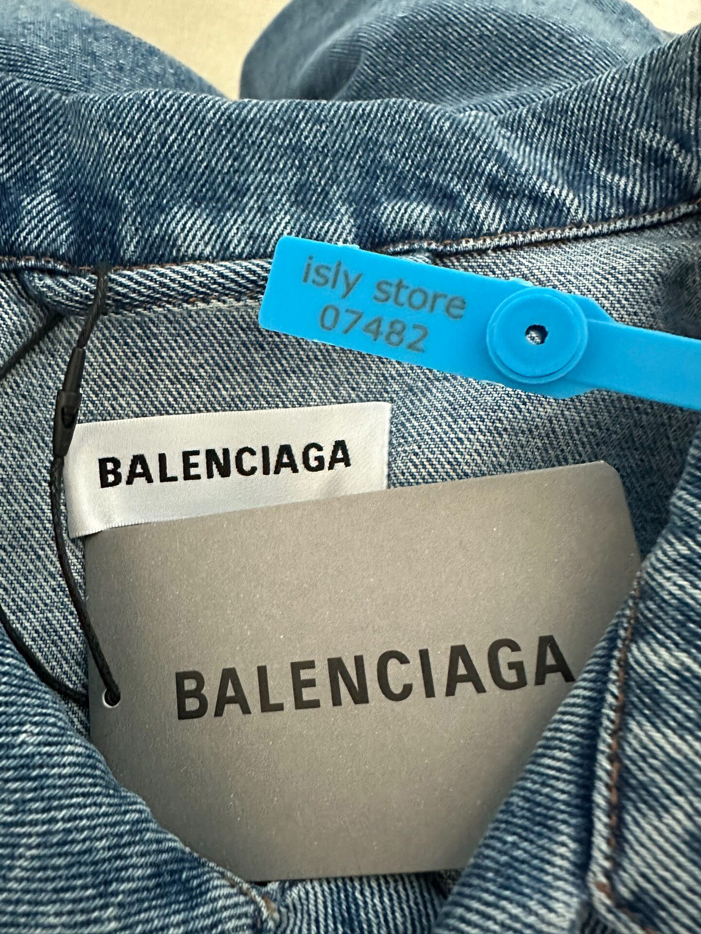 Balenciaga Light Blue Washed Denim Jacket — label