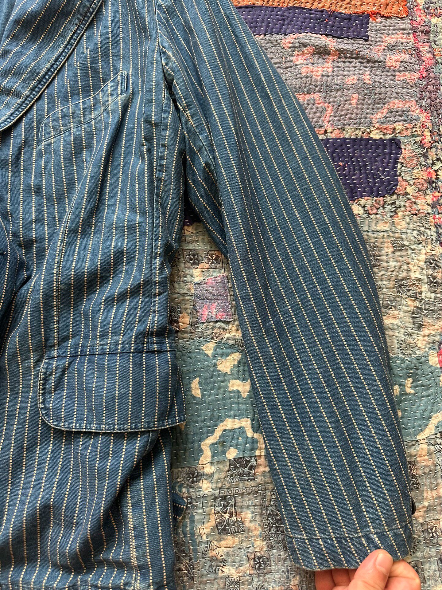 RRL Wabash Blue Striped Jacket — back
