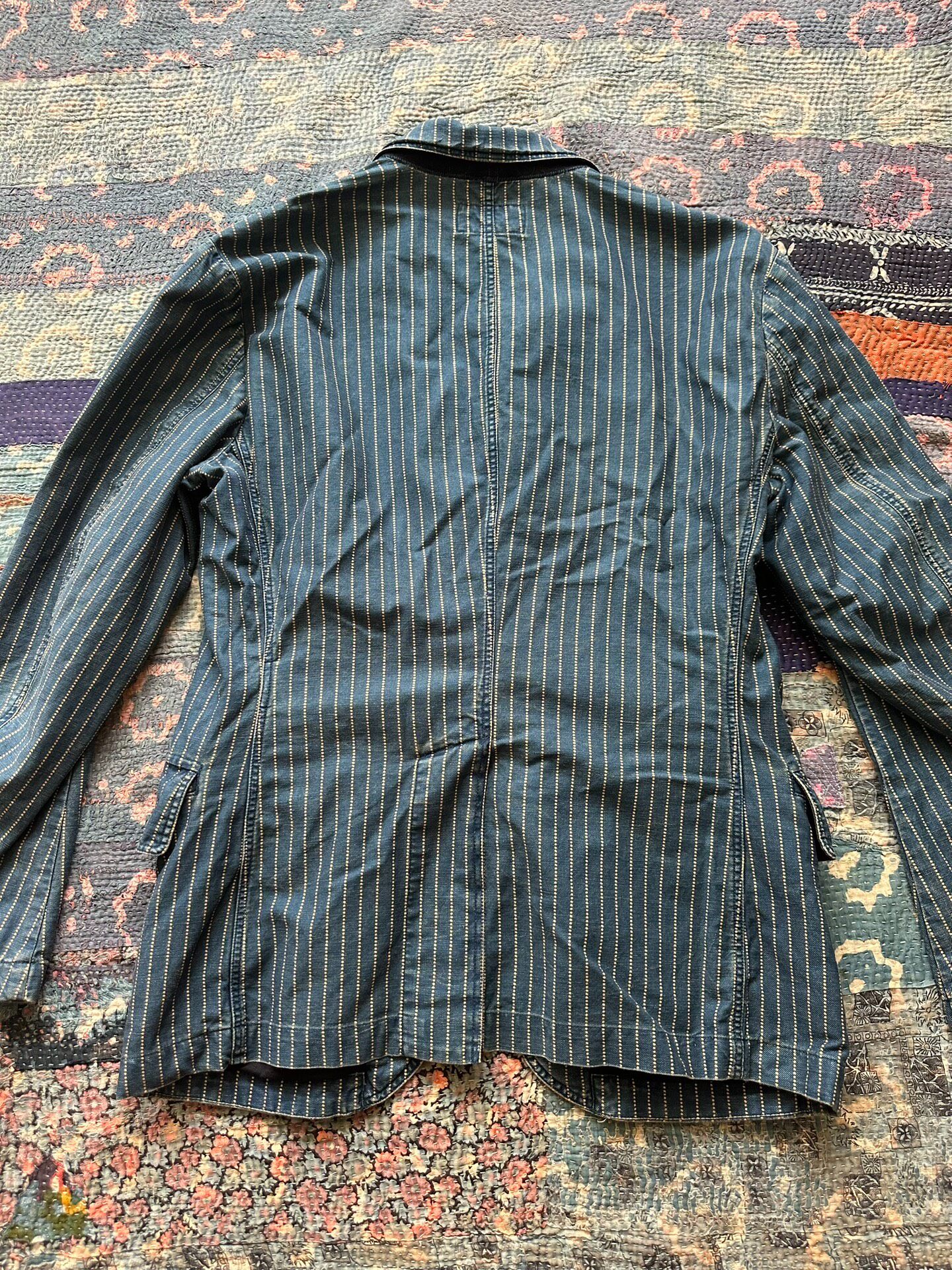 RRL Wabash Blue Striped Jacket — front