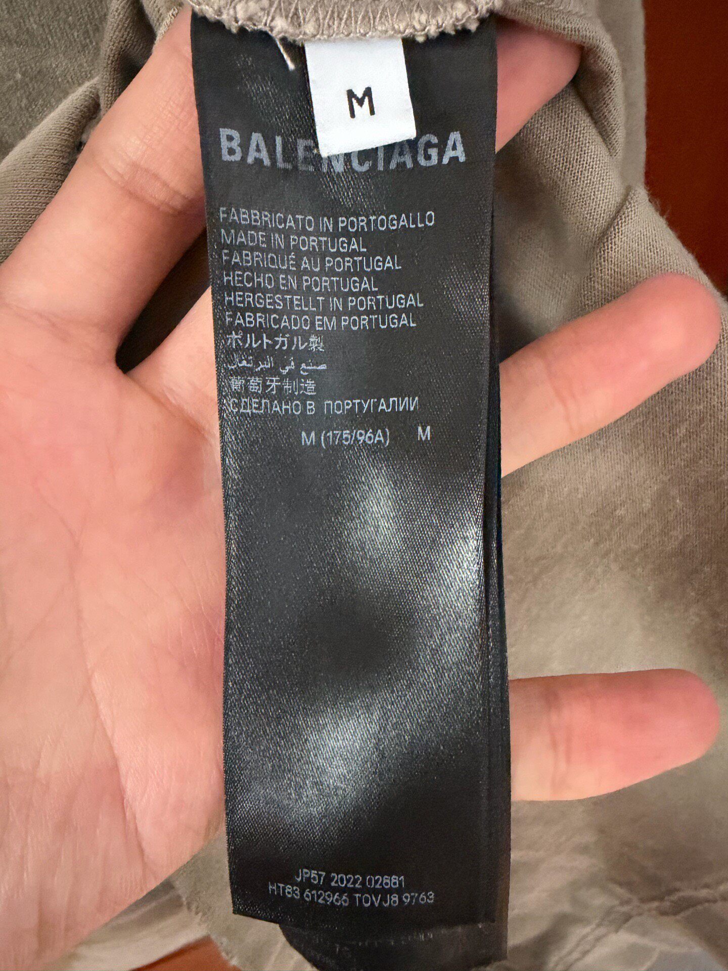 Balenciaga Khaki Logo Embroidered T-shirt — detail