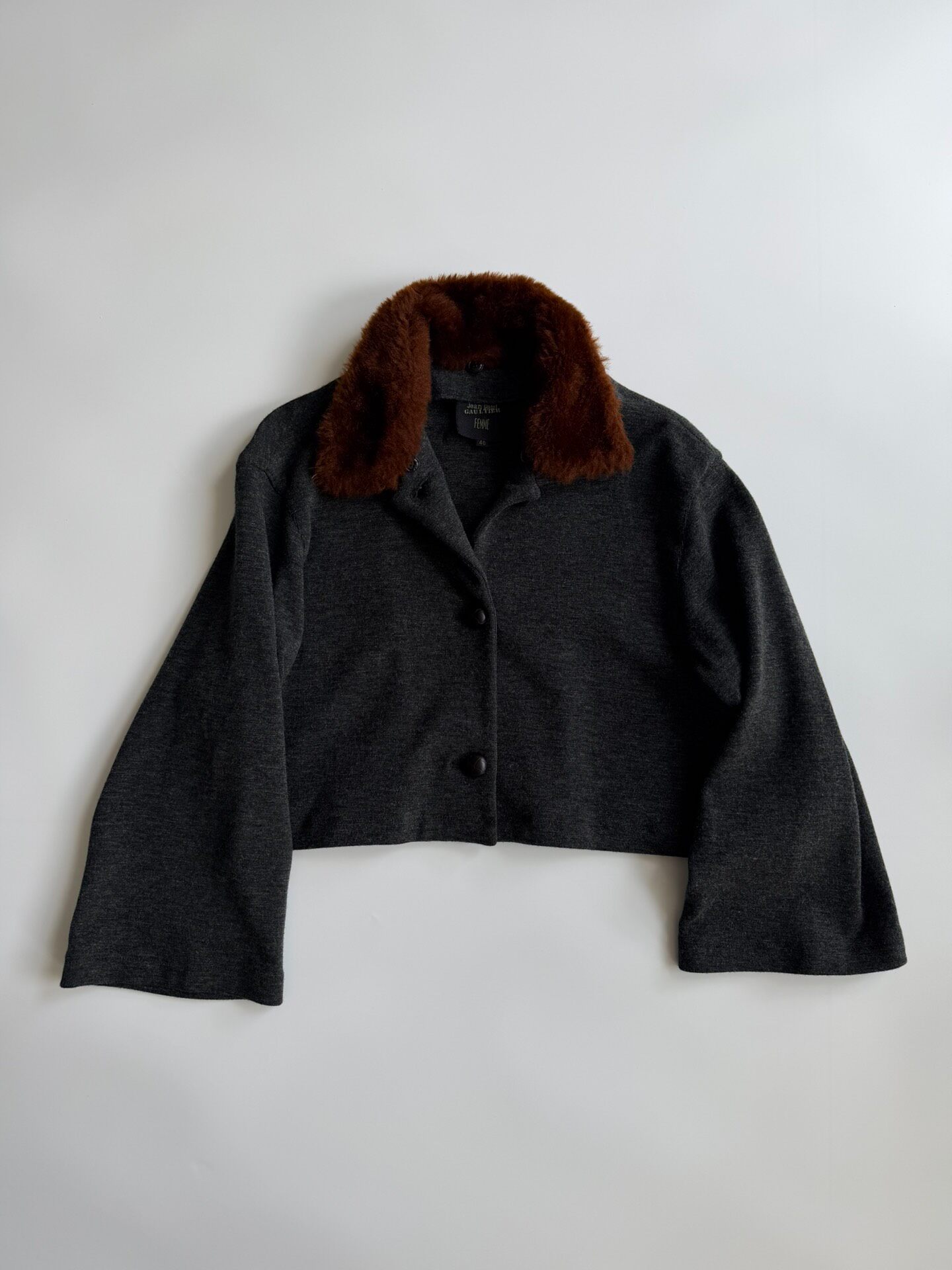 Jean Paul Gaultier Cropped Fur Collar Jacket — label