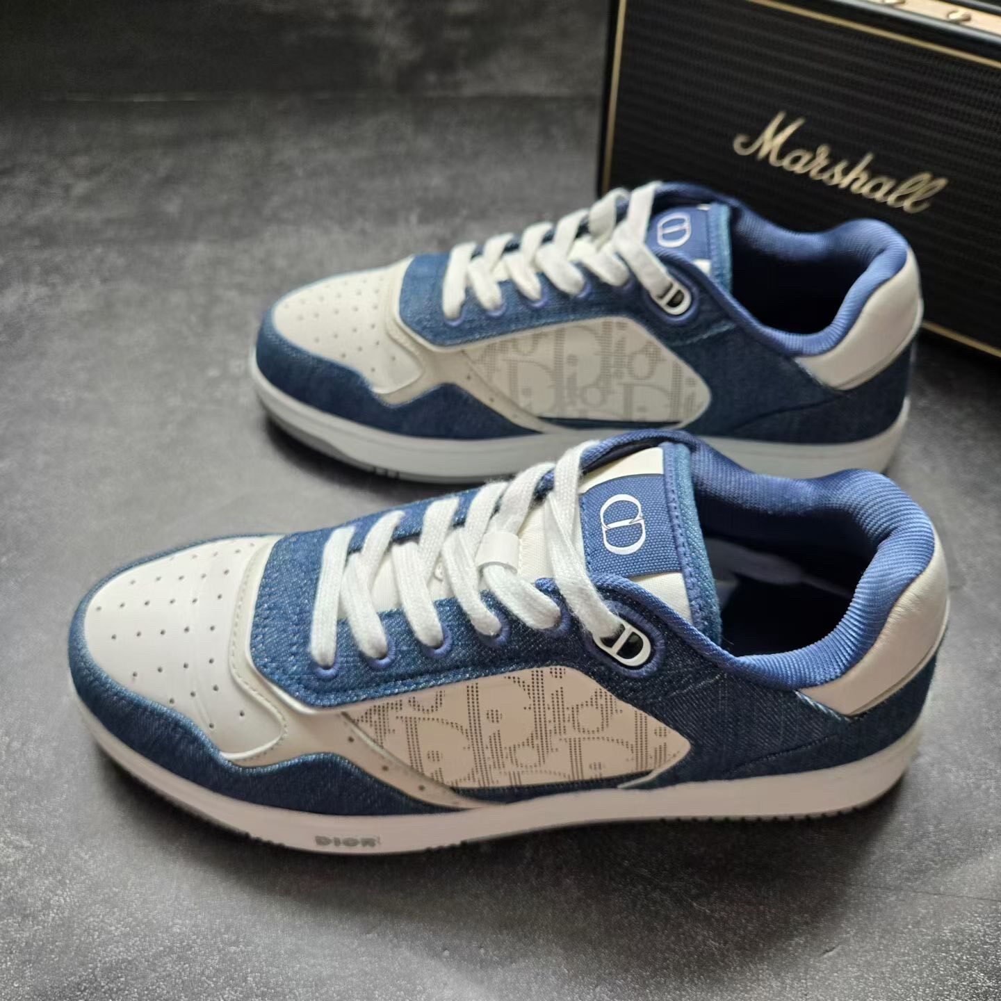 Dior B27 White Blue Denim Sneakers