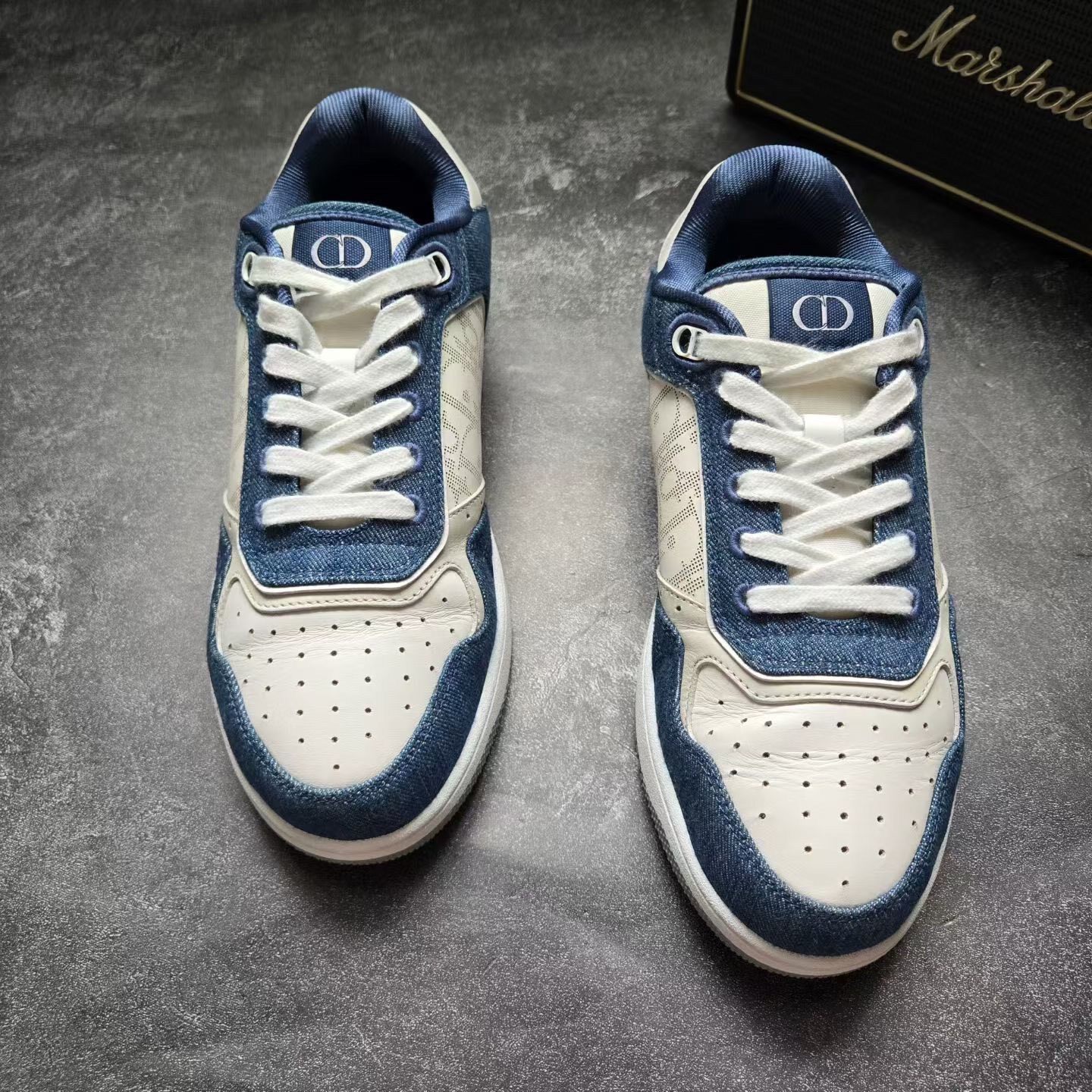 Dior B27 White Blue Denim Sneakers — front