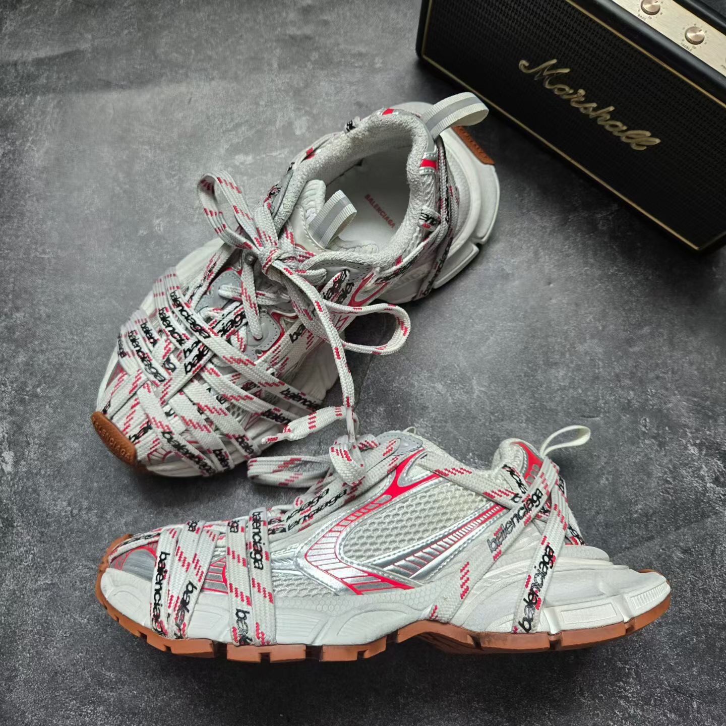 Balenciaga 3XL White Red Sneakers — back