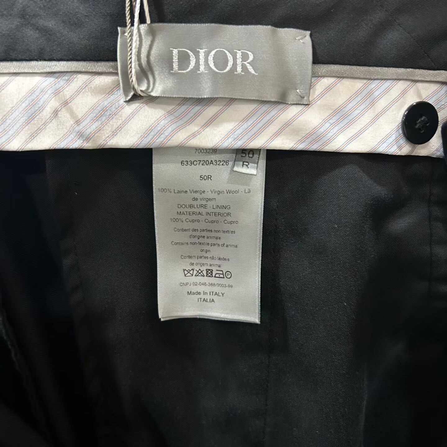 Dior Black Formal Wool Trousers — label