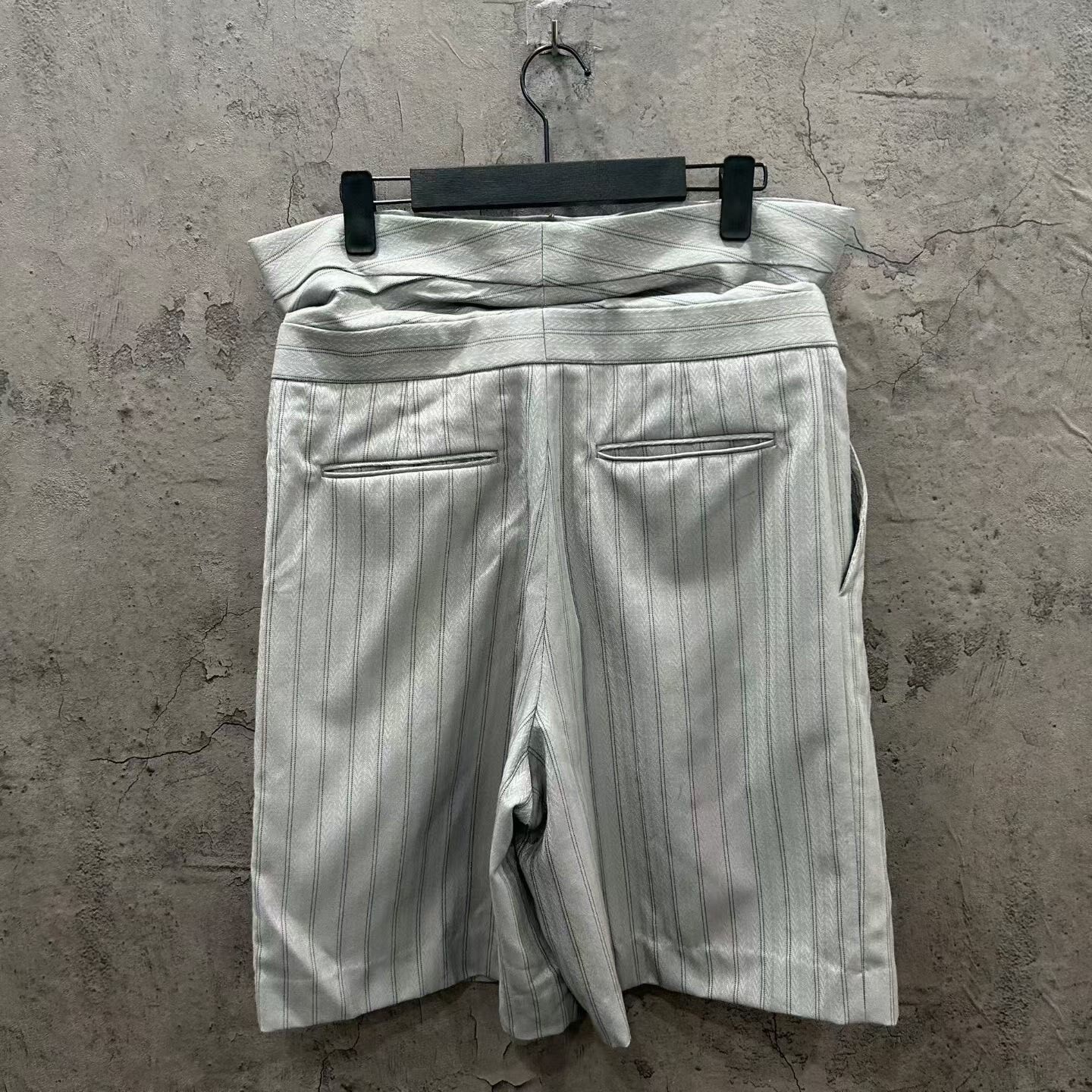 Dior Gray Striped Wool Suit Shorts — front
